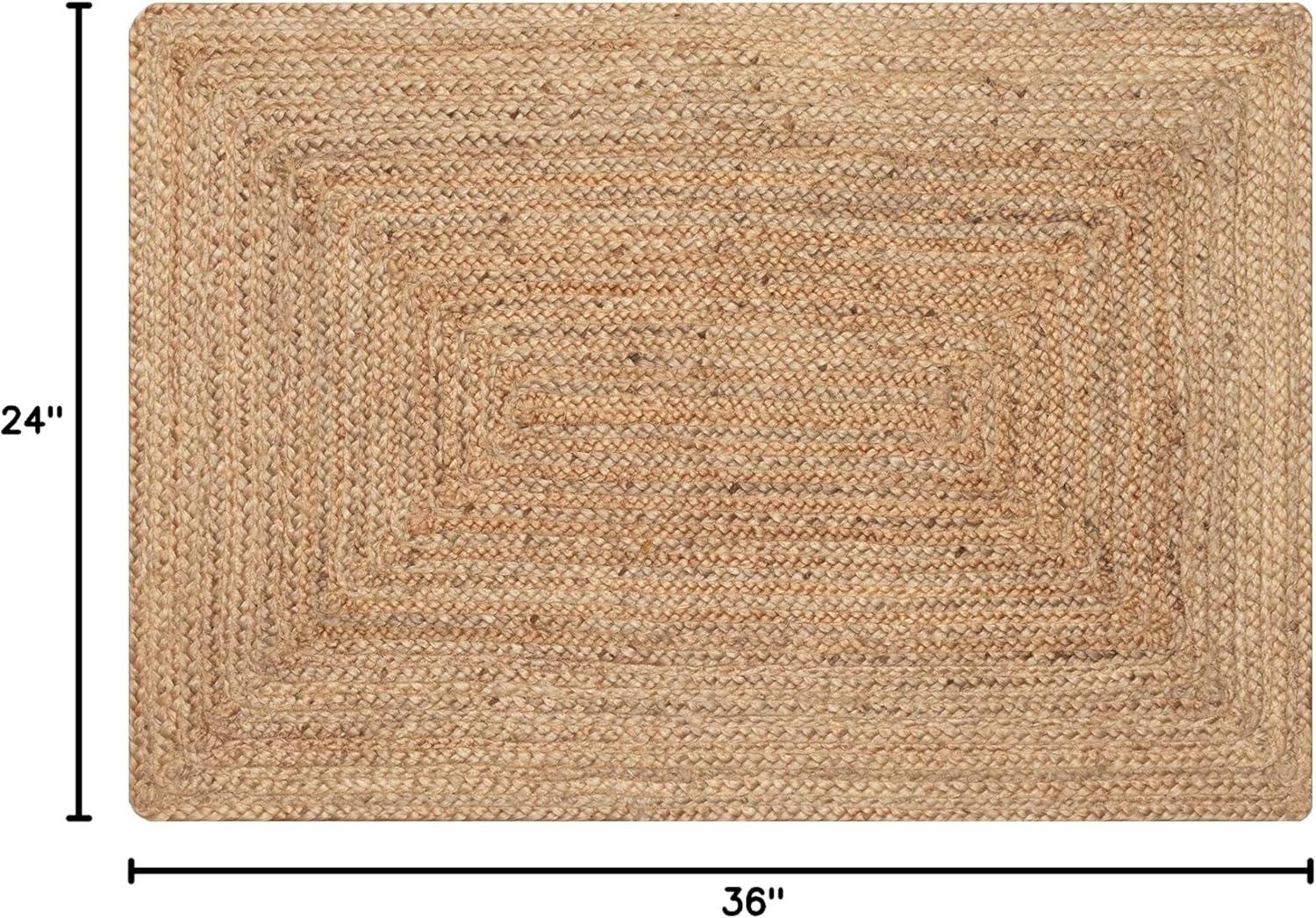 Natural Jute Flat Woven Reversible Area Rug 2' x 3'