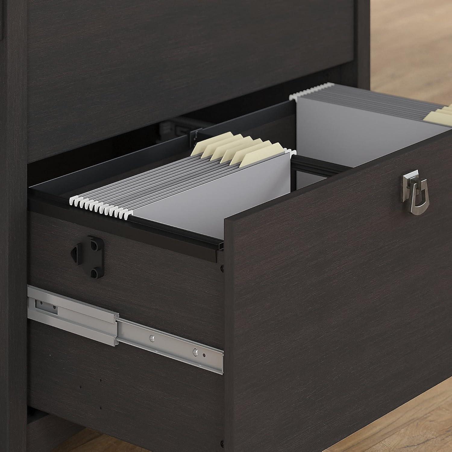 Bush Salinas 60W L Shaped Desk Office Suite in Vintage Black - Engineered Wood