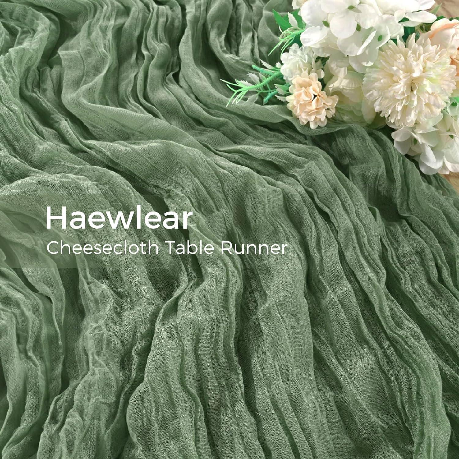 Mint Green Cheesecloth Table Runner 6 Pack 35" Boho Gauze Runner 120 inches Long Tablecloth Runner Rustic Sheer Fabric Bulk for Baby Shower Wedding Bridal Birthday Party Table Decorations