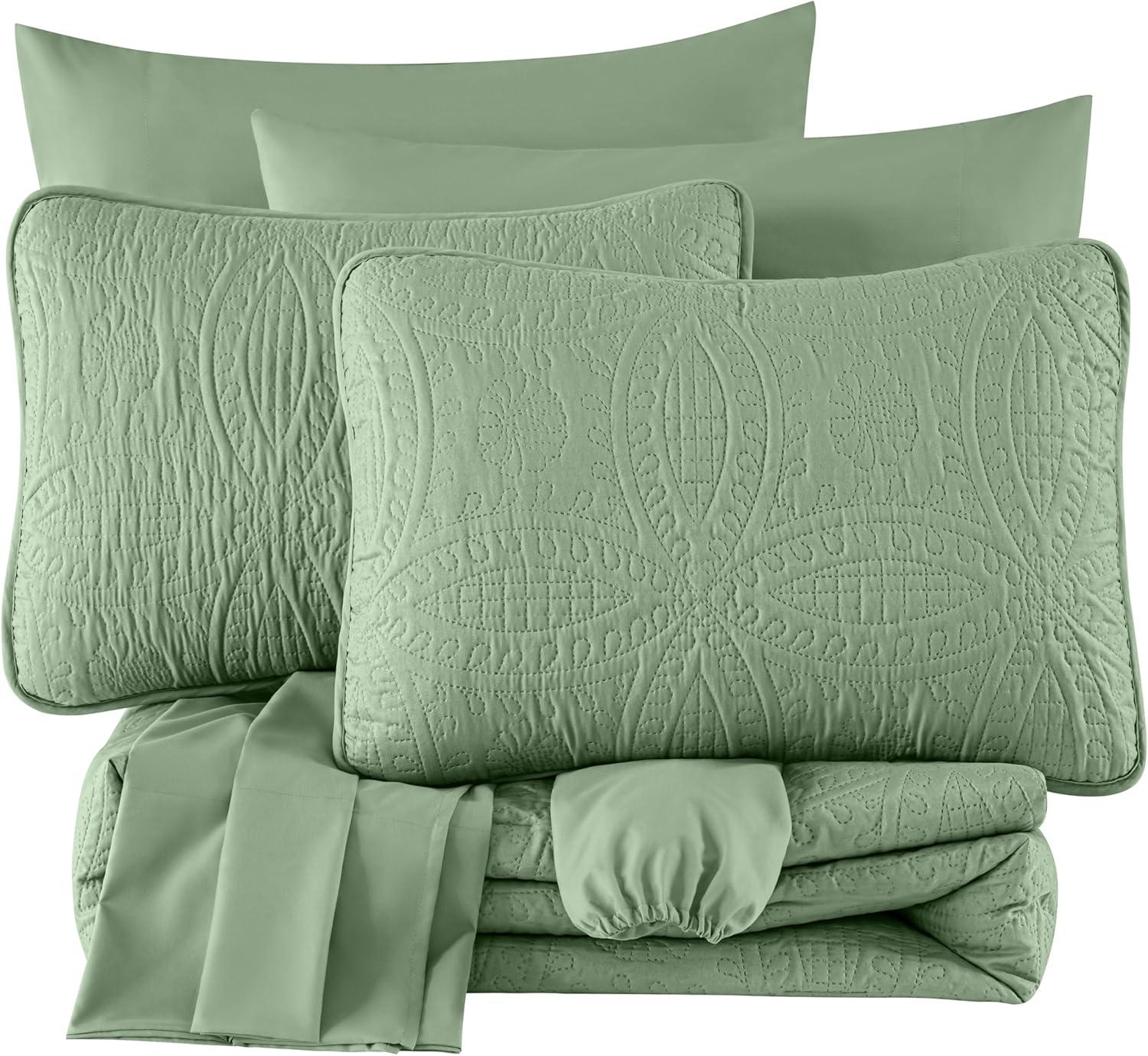 Chezmoi Collection Liam Microfiber 7 Piece Bed in a Bag Comforter Set