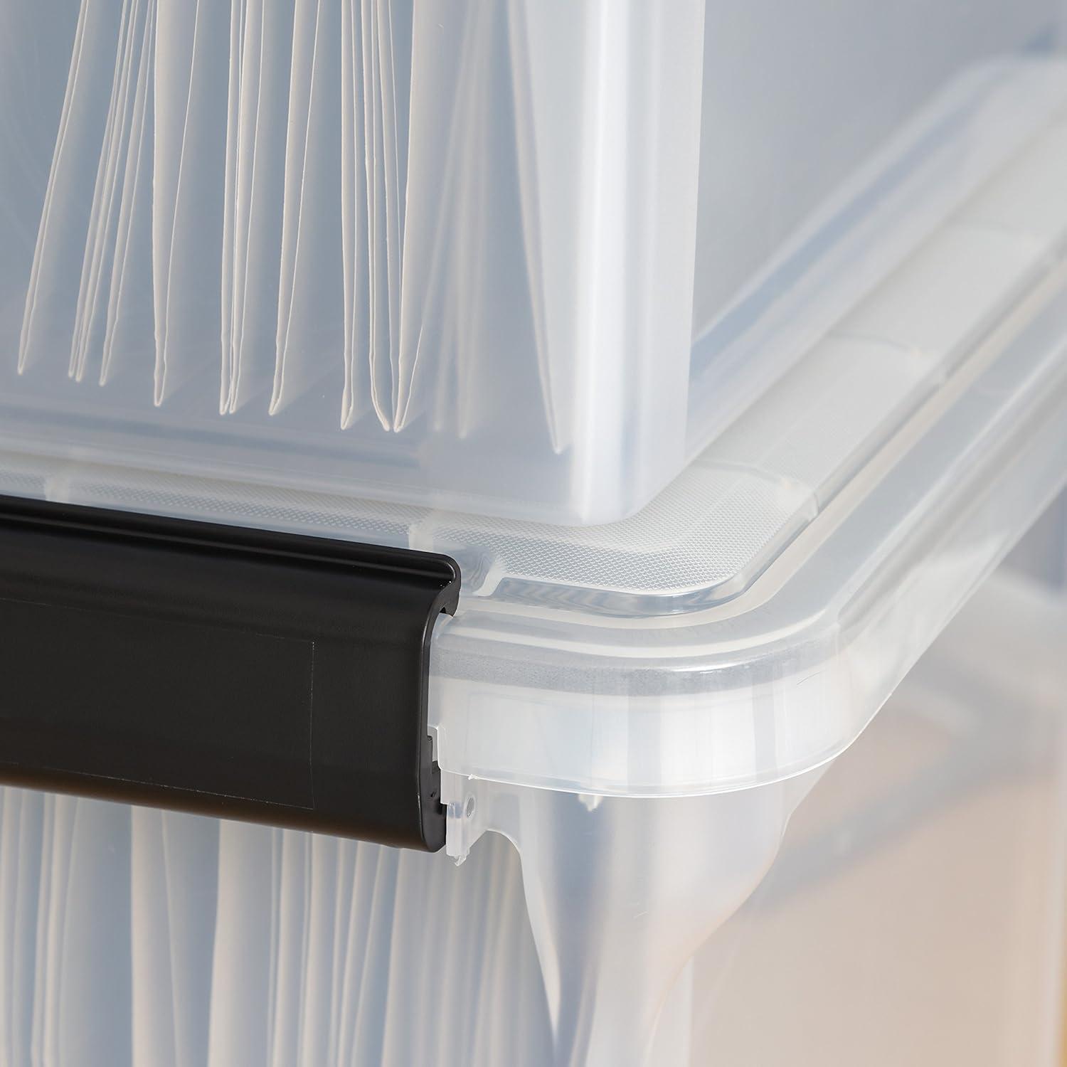 IRIS USA WeatherPro File Organizer Plastic File Box for Letter/Legal File, Clear, 32 Qt. 1Pack