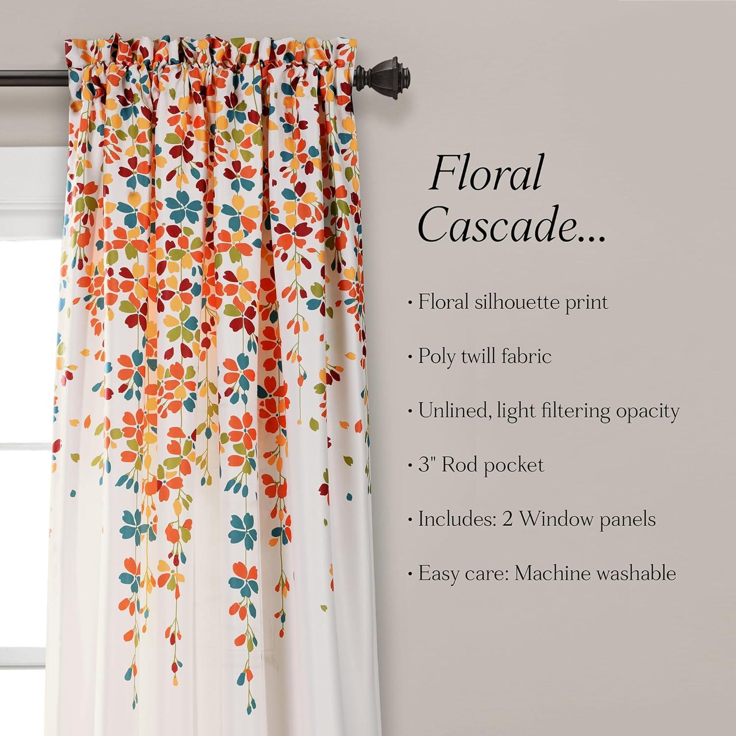Lush Decor Weeping Flowers Floral Room Darkening Thermal Rod Pocket Curtain Panels (Set of 2)