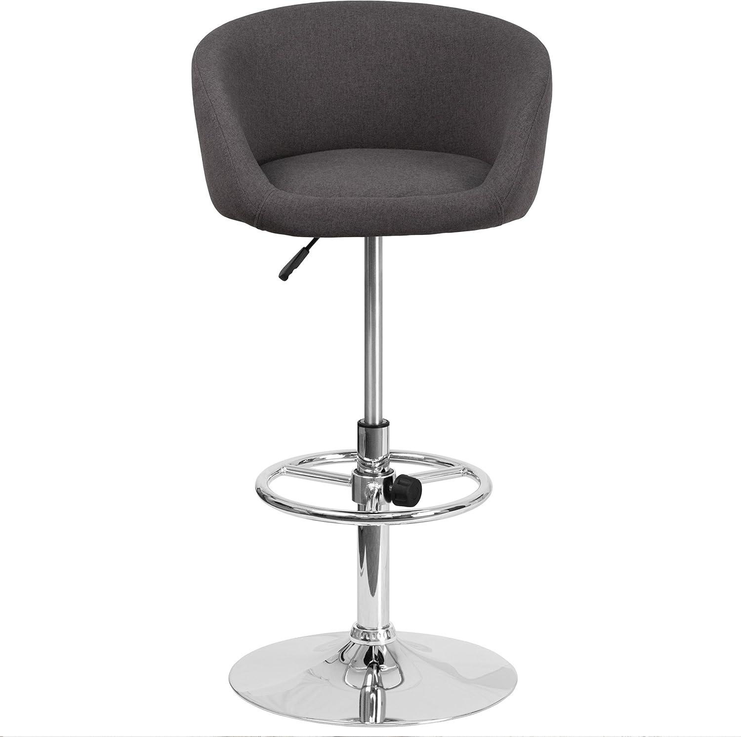 Charcoal Fabric Swivel Adjustable Barstool with Chrome Base