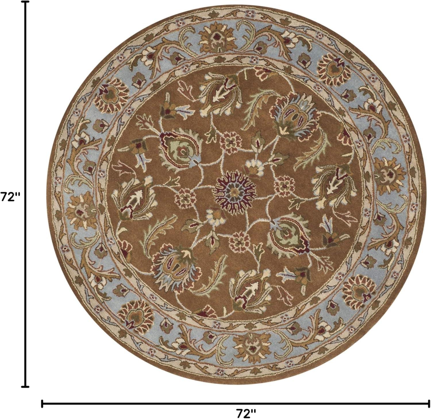 Heritage HG812 Hand Tufted Area Rug - Brown/Blue - 6' Round - Safavieh.