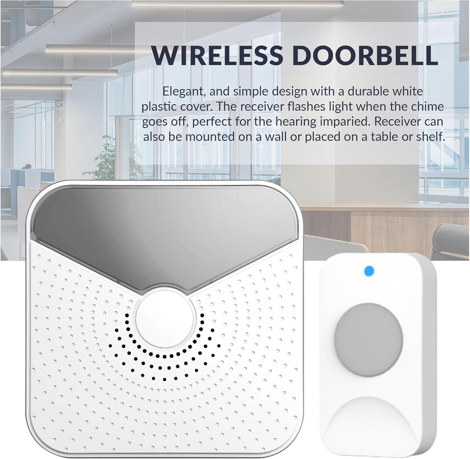 Newhouse Hardware Battery-Operated Wireless Chime with Flashing LED Light for Hearing Impaired