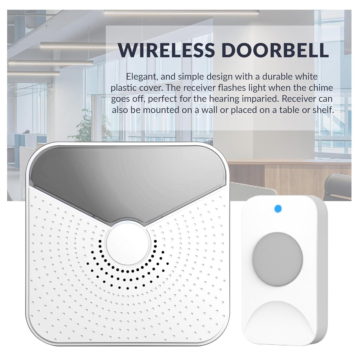 Newhouse Hardware Battery-Operated Wireless Chime with Flashing LED Light for Hearing Impaired