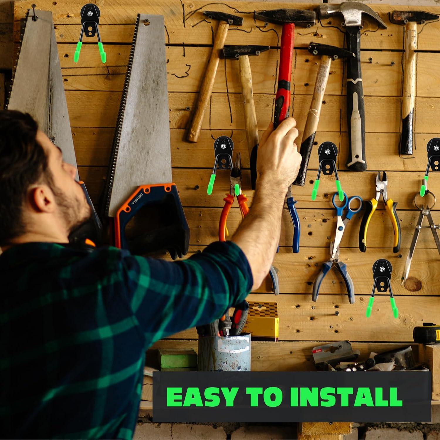 Garage Hooks Heavy Duty 12 Pack Steel Garage Storage Hooks Tool Hangers for Garage Wall Utility Wall Mount Garage Hooks and Hangers with Anti Slip Coating for Garden Tools Ladders Bulky Items