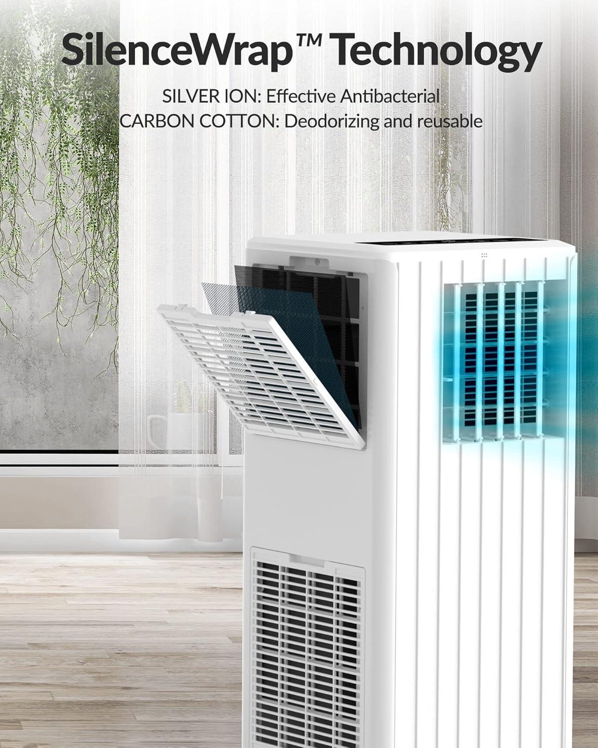 8000 BTU Portable Air Conditioners with Dehumidifying, Fan, Sleep Function, 24 Hour Timer, Remote Control, Cools Spaces up to 350 Sq. ft（61℉-89℉）