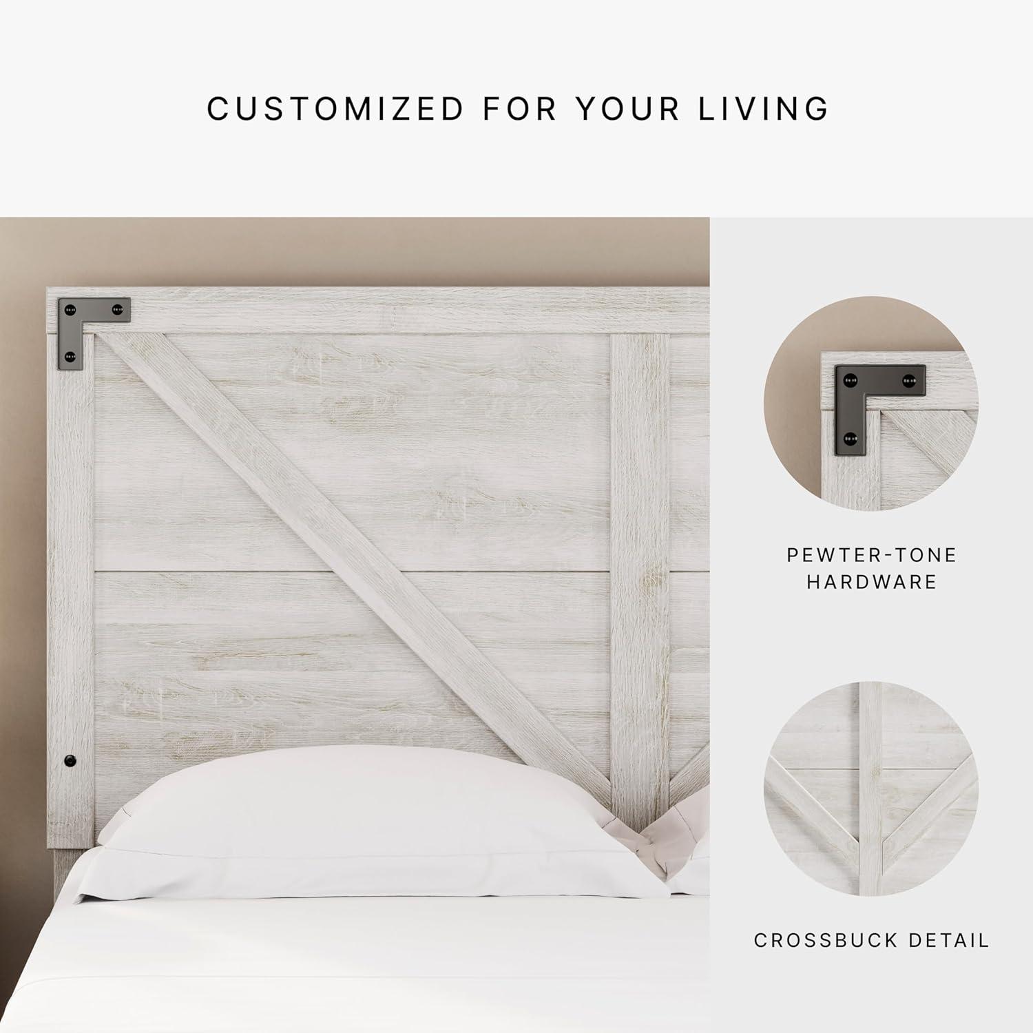 Queen Shawburn Panel Headboard White/Dark Gray - Signature Design by Ashley: Crossbuck Detail, Wood Frame Mounted