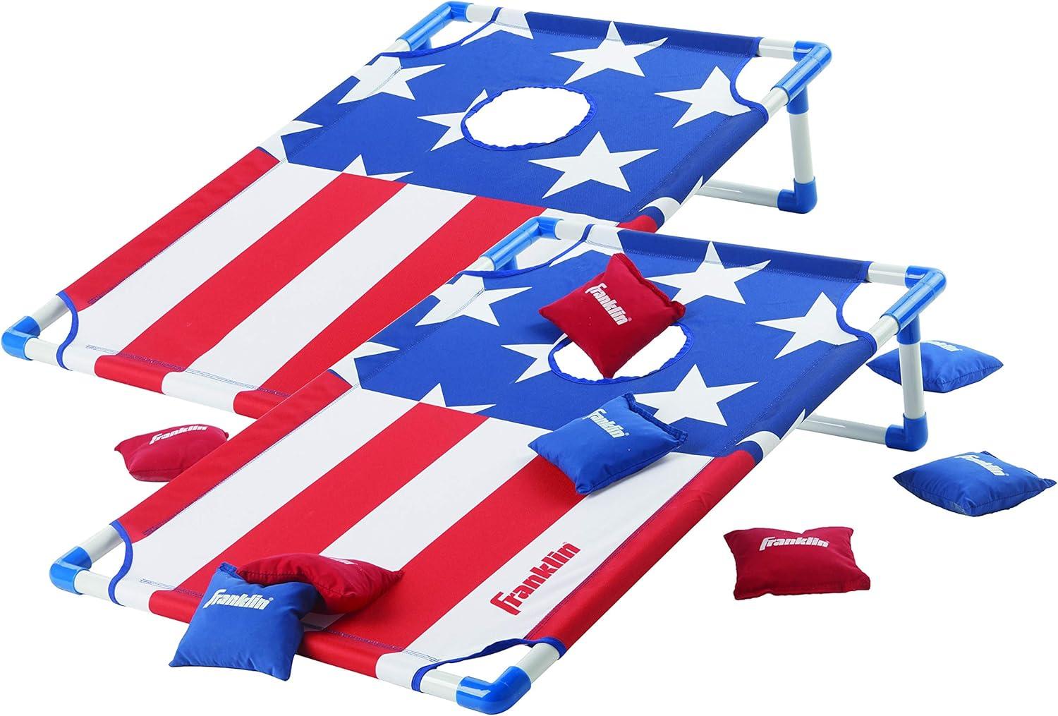 Red, White, and Blue PVC Cornhole Set with Bean Bags