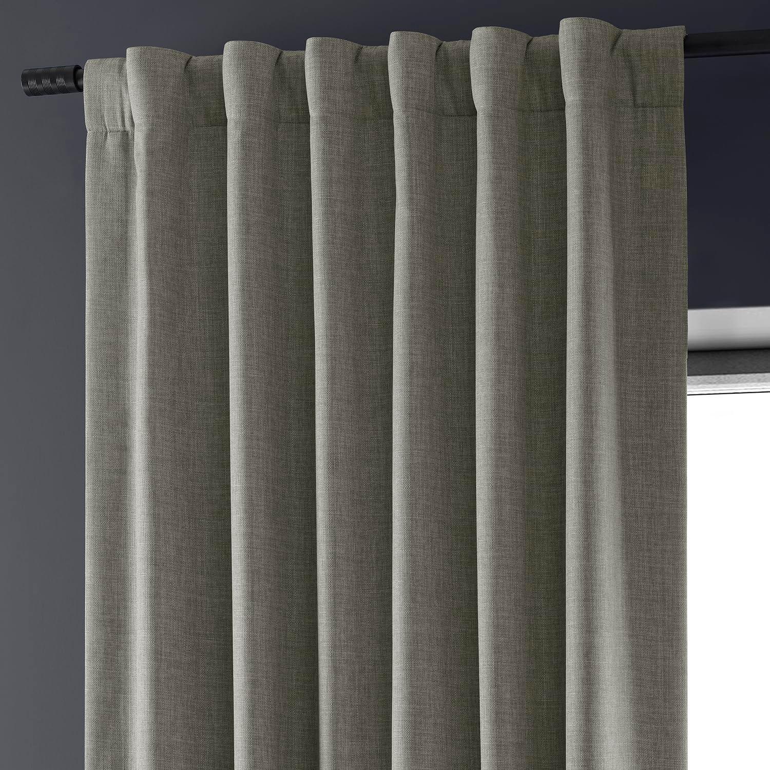 Signature Destination Slate Faux Linen Blackout Curtain (1 Panel), Destination Slate, 50W X 84L