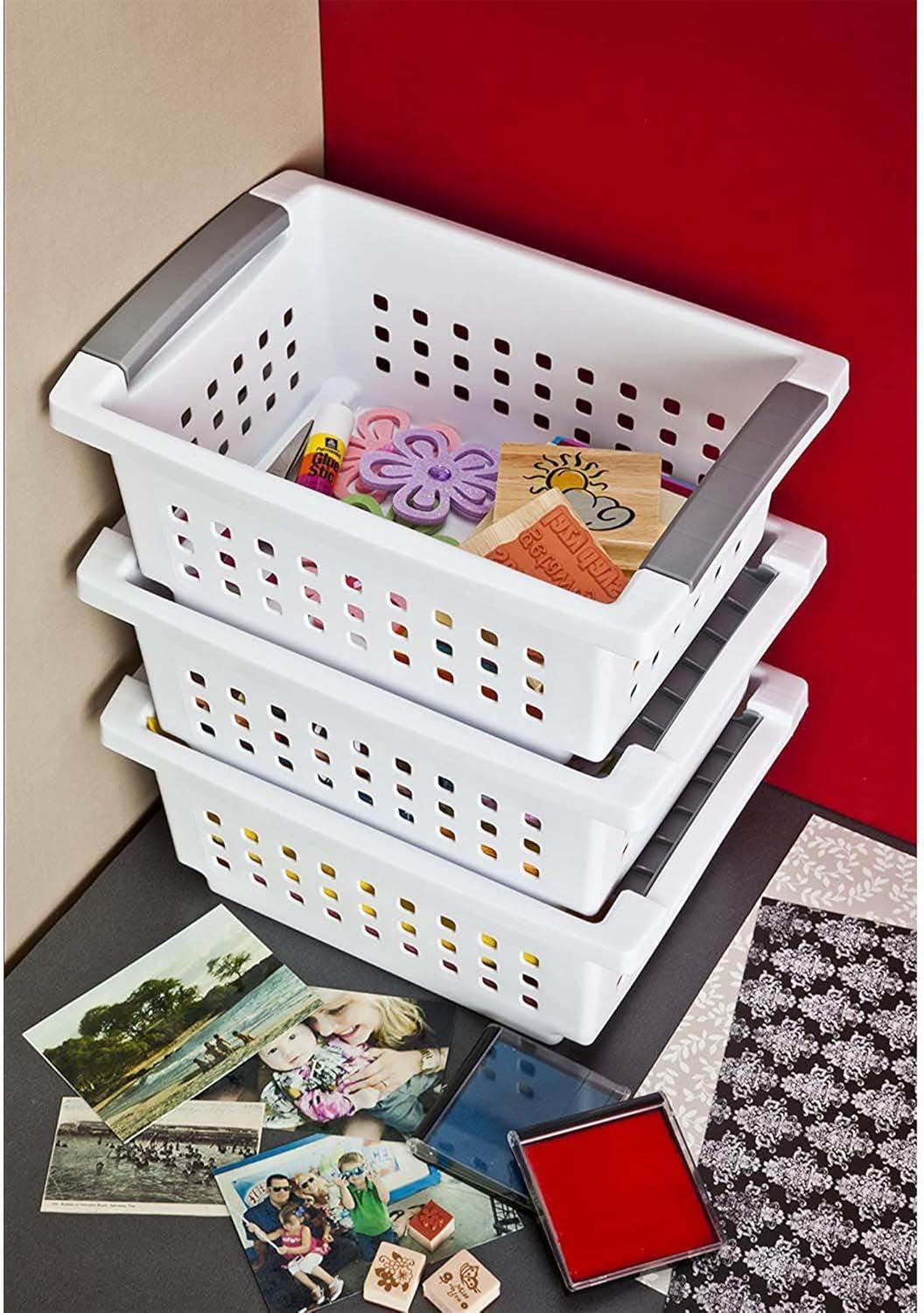 Sterilite 8-Pack White Plastic Ventilated Storage Baskets