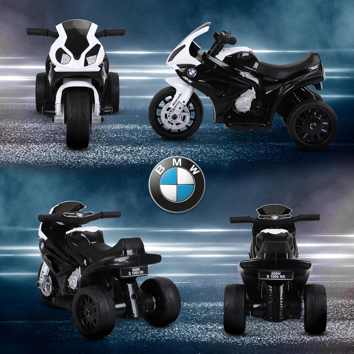 Aosom 6V Kids Motorcycle Licensed BMW, Toddler Motorcycle with Headlight, Music, 3 Wheeled Electric Motorcycle for Kids, Gift for Boys & Girls, Black