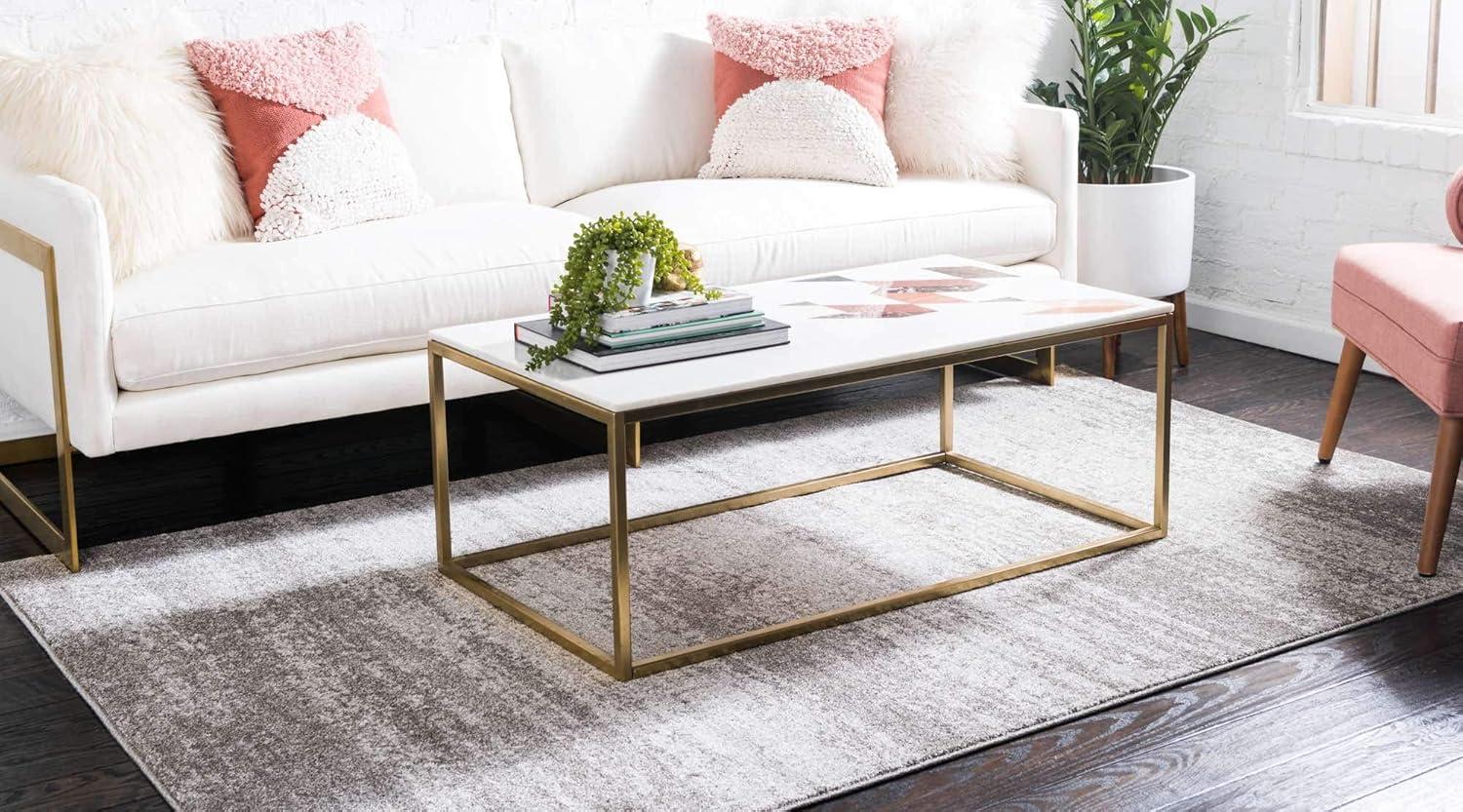 Unique Loom Del Mar Collection Area Rug - Lucille (9'  x 12' Rectangle Gray/Ivory)
