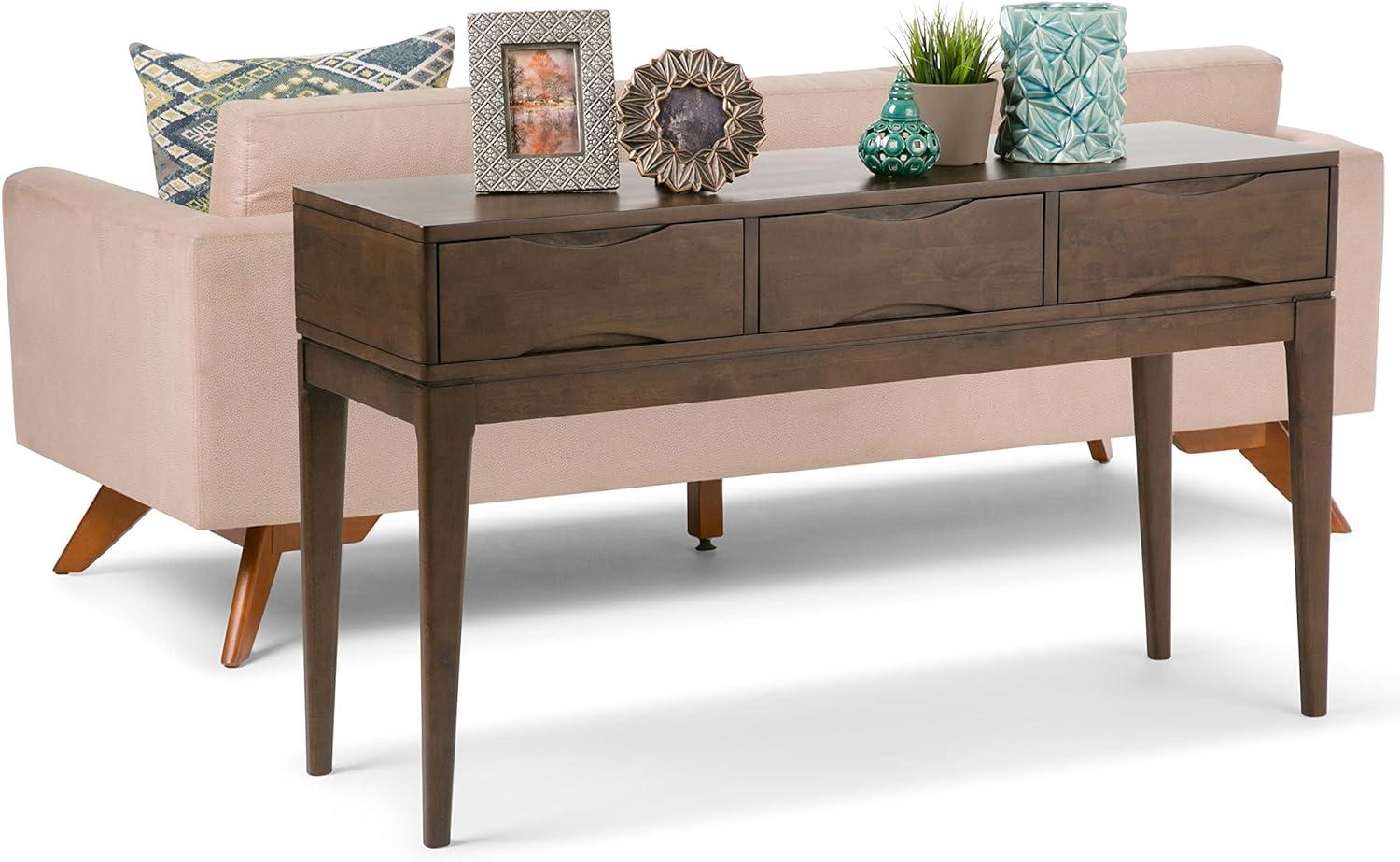 Harper Walnut Brown Solid Wood Console Table with Storage