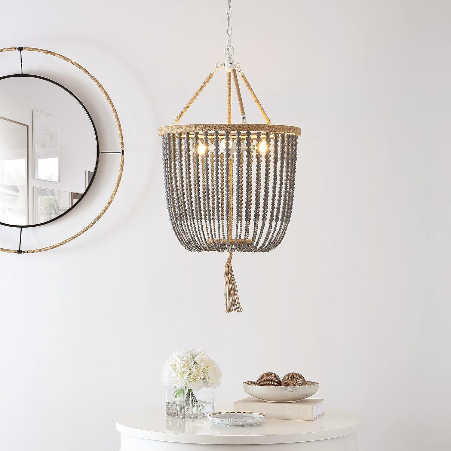 Angie Beads Pendant Lamp - LIT4476 - Grey - Safavieh