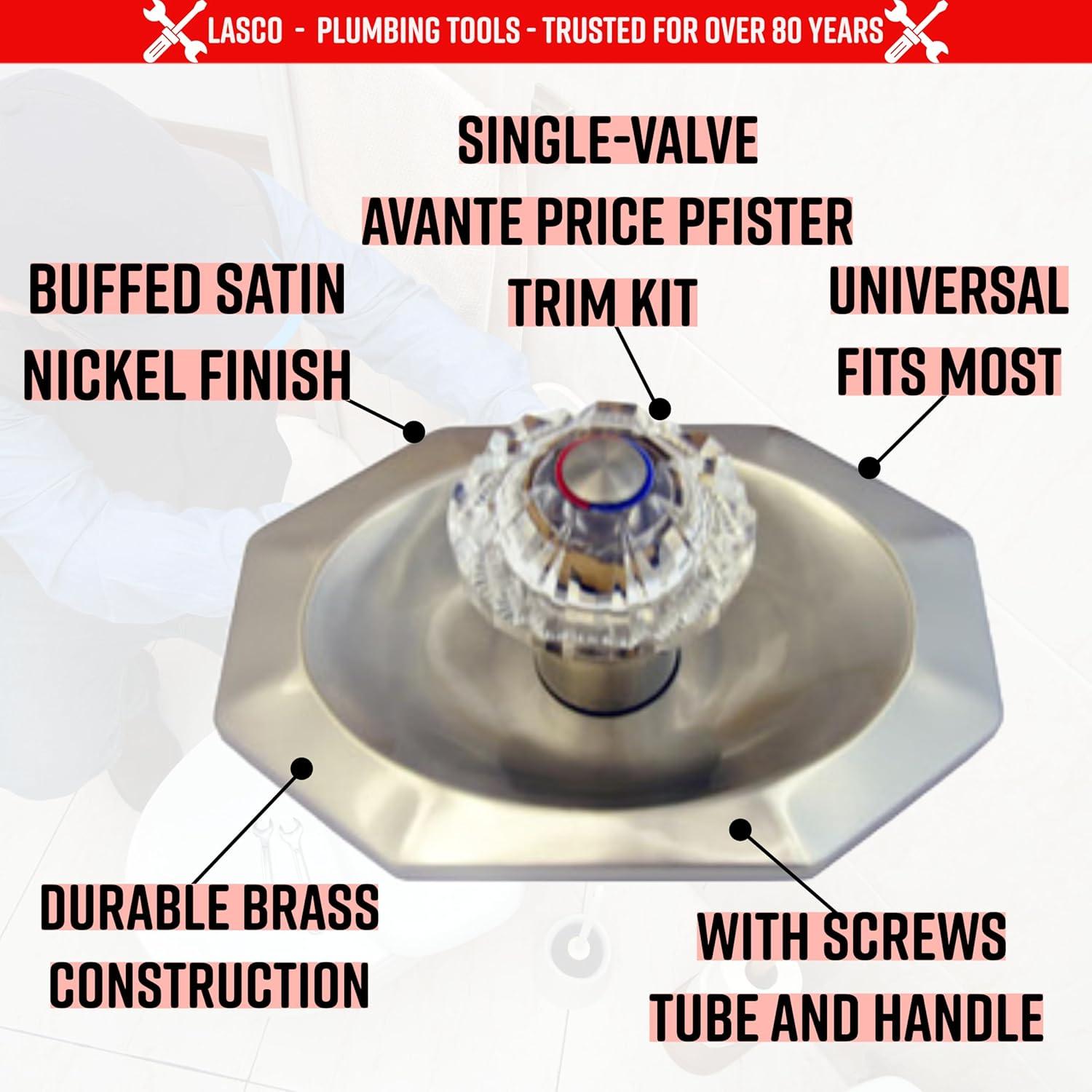 Simpatico 31641Sn Price Pfister Shower Trim Kit With Brass Escutcheon With Screws, Tube And Handle, Satin Nickel