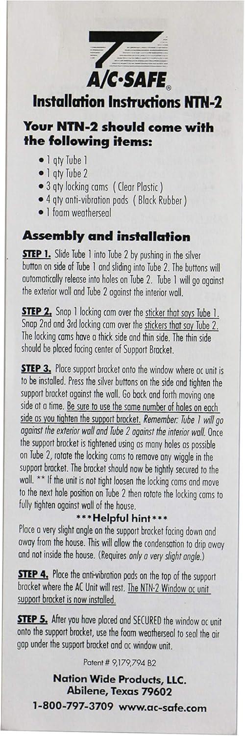 White Tubular No Tool Support Bracket for Window Air Conditioners