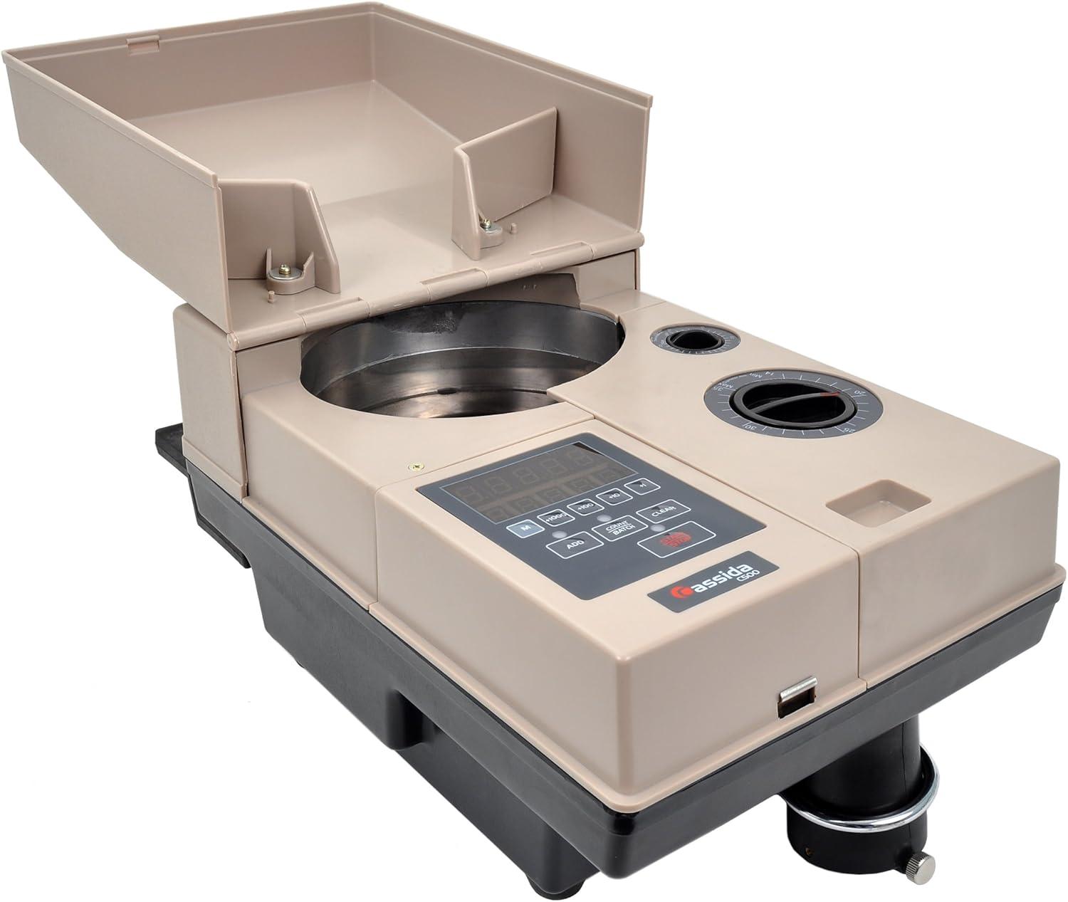Cassida C500 Coin Counter/Sorter with a 2000 Coins Per Minute | Large Hopper Capacity with 4000 coins