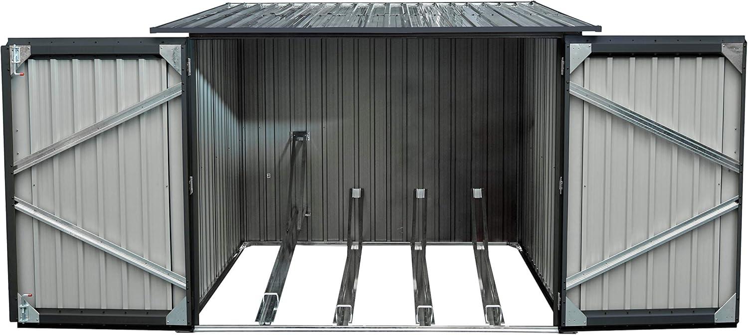 Hanover Dark Gray Galvanized Steel Bicycle Storage Shed with Lock