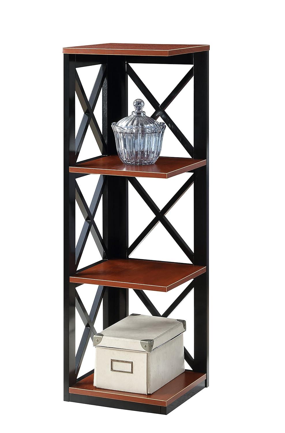 3 Tier Corner Bookcase, Cherry / Black