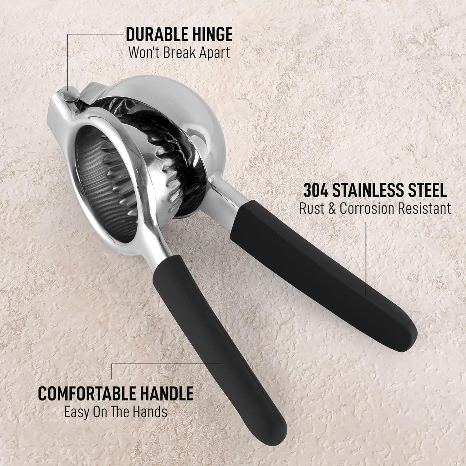 Unique Bargains Stainless Steel Lemon Citrus Manual Hand Squeezer  with Non-Slip Grip Handle Black