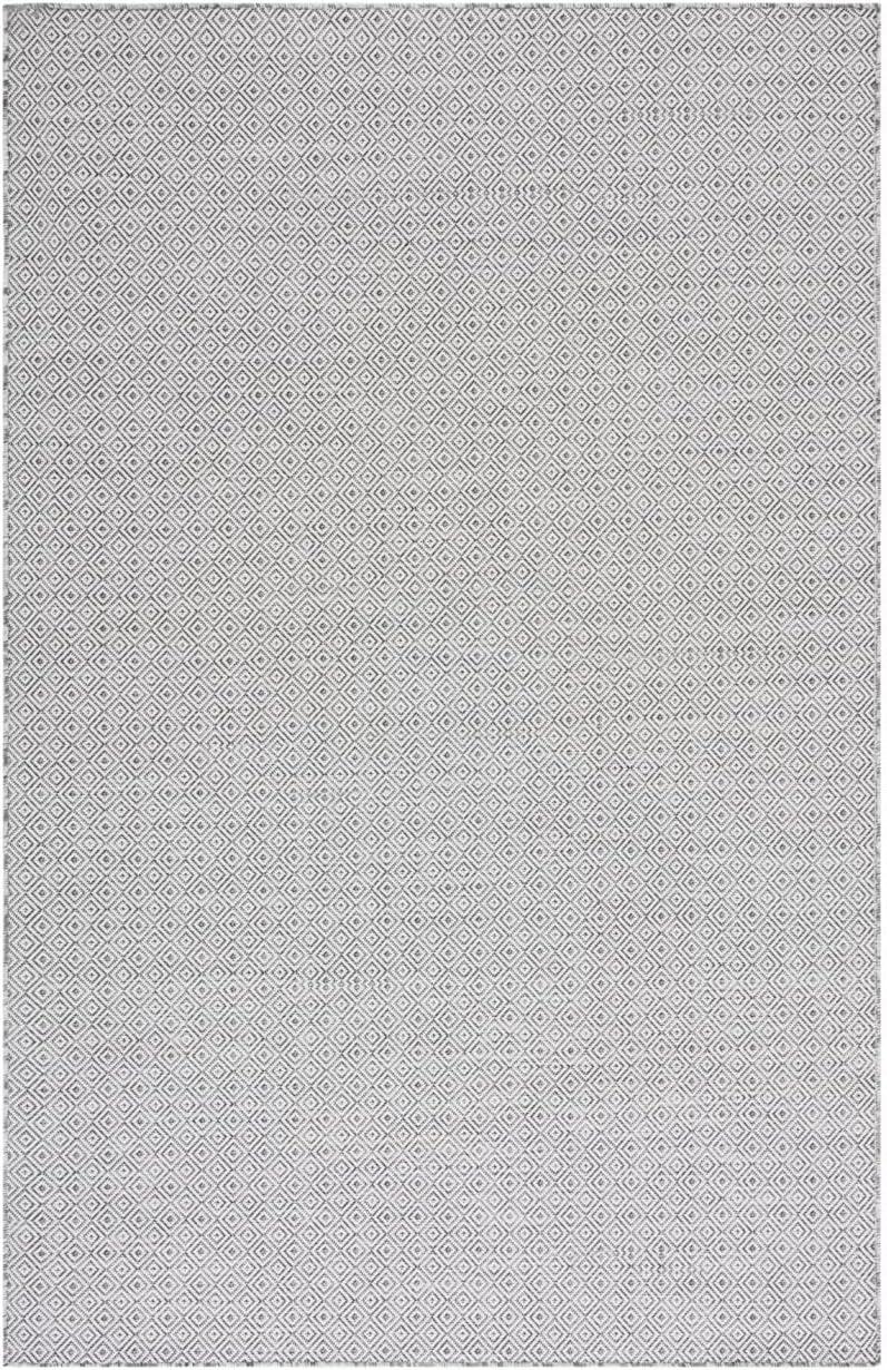 Hampton HTN230 Power Loomed Indoor/Outdoor Area Rug - Ivory/Black - 8'x10' - Safavieh.