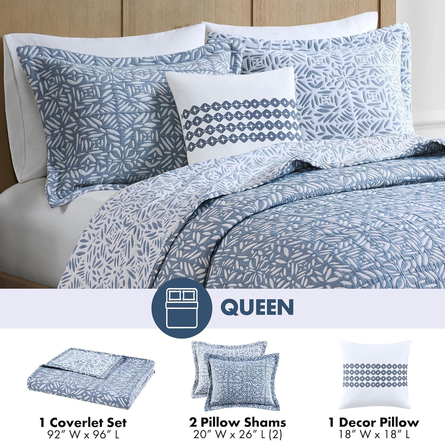 Madison Park Signature Madison Park Signature Harmony Oversized Reversible Matelasse Quilt Set with Throw Pillow