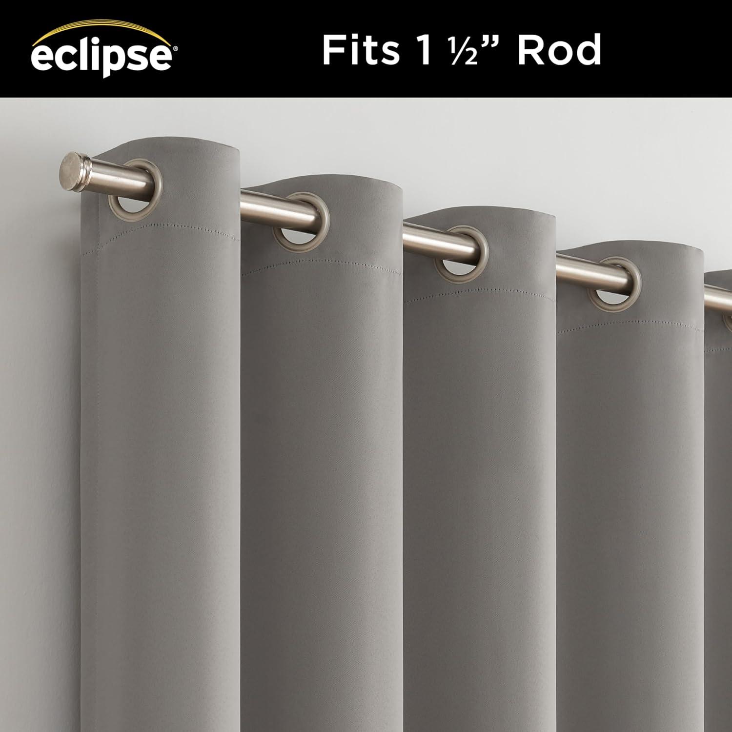Eclipse Blackout Curtains, Darrell Thermaweave Grommet Extra Wide Curtains, Sliding Door Curtains 84 in x 100 in, Grey, Sold as a Single Curtain Panel