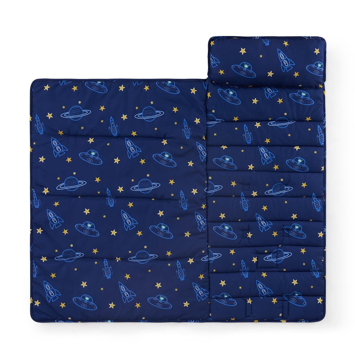 Nap Mat - Out of Space Design Sleeping Bag for Kids with Removable Pillow and Ultra Soft Blanket for Preschool, Daycare, and Sleepovers