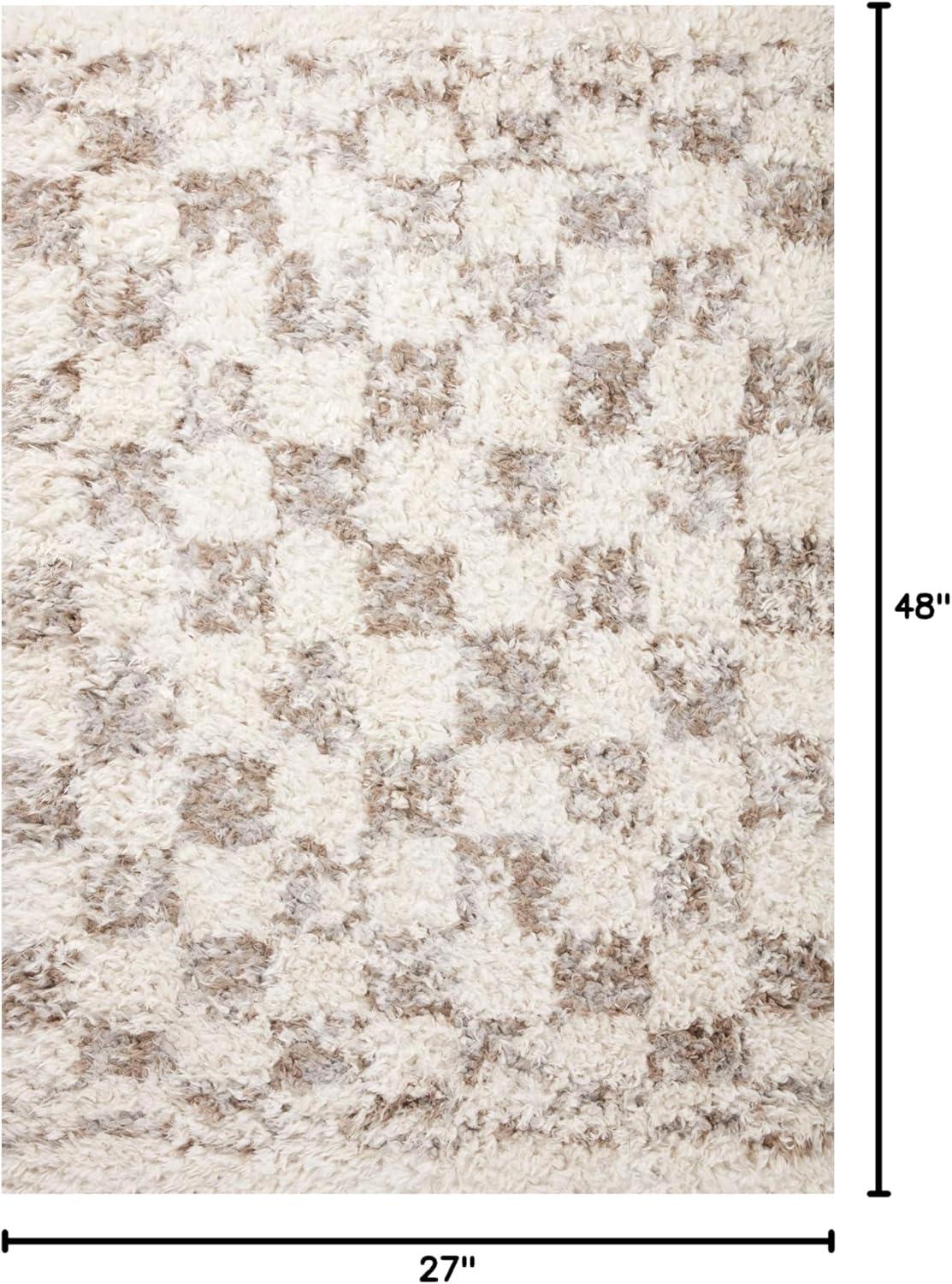 Ivory and Pebble Geometric Synthetic Accent Rug, 2'-3" x 4'-0"