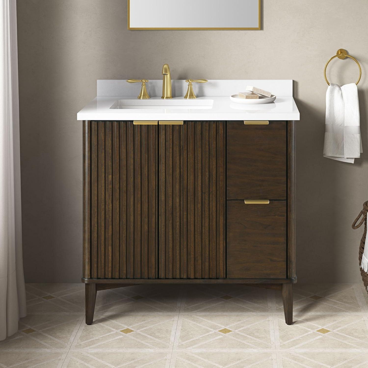 Miseno Mv-Berk36-15Vva Indy 36" Free Standing Single Basin Vanity Set - Onyx Black / White