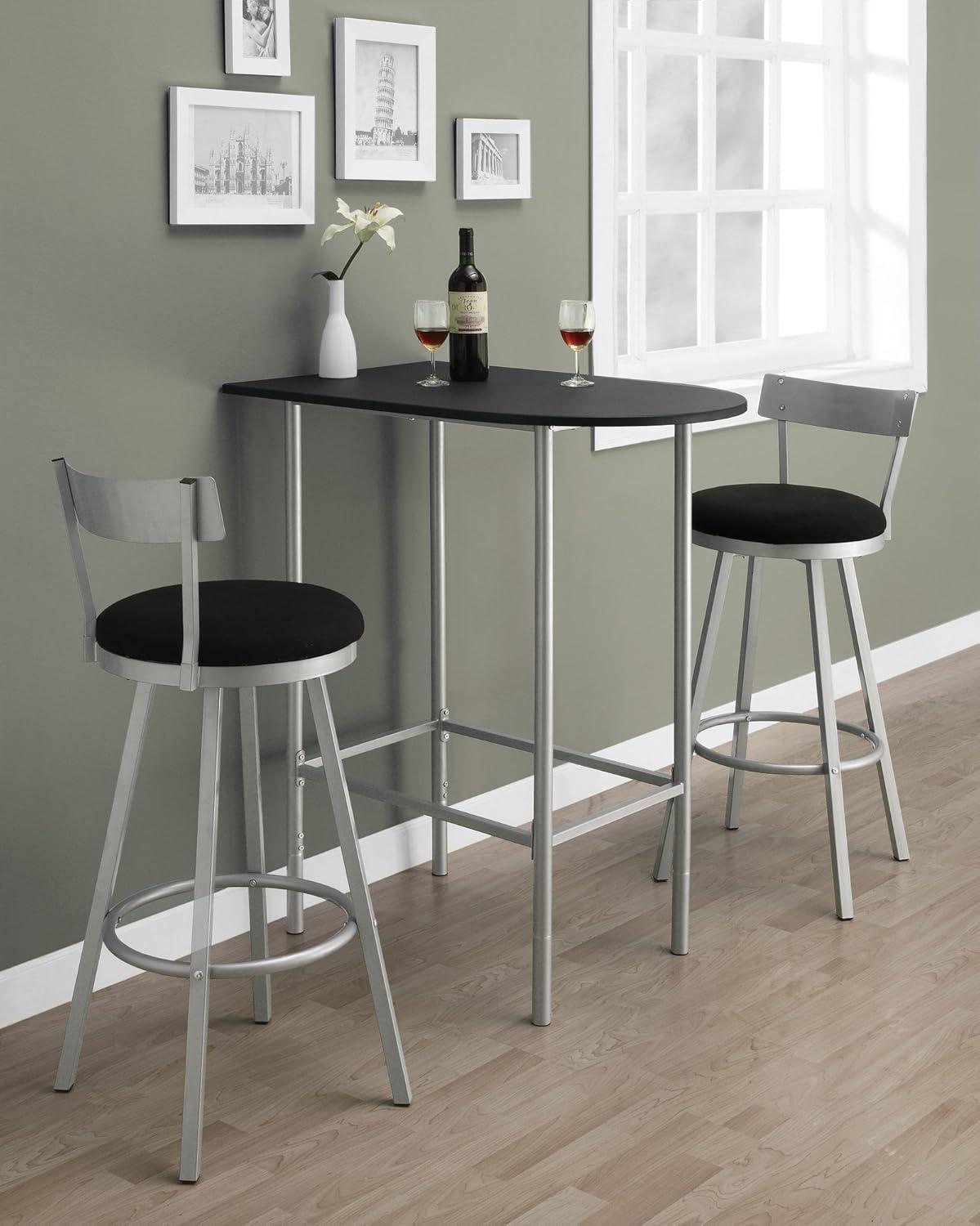 Monarch HOME BAR - 24"X 36" / BLACK / SILVER METAL SPACESAVER