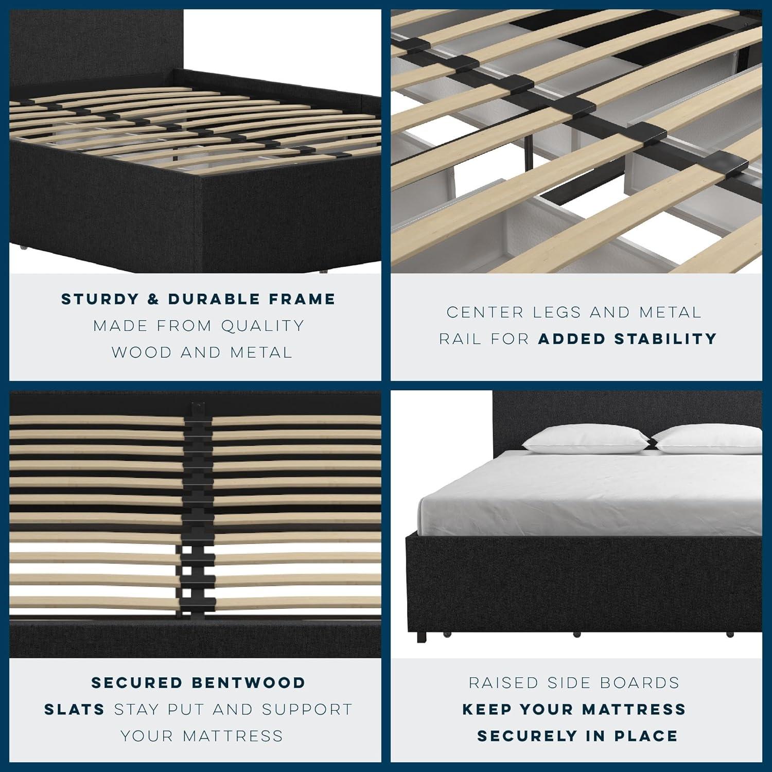 Novogratz Kelly Upholstered Unfinished Platform Storage Bed