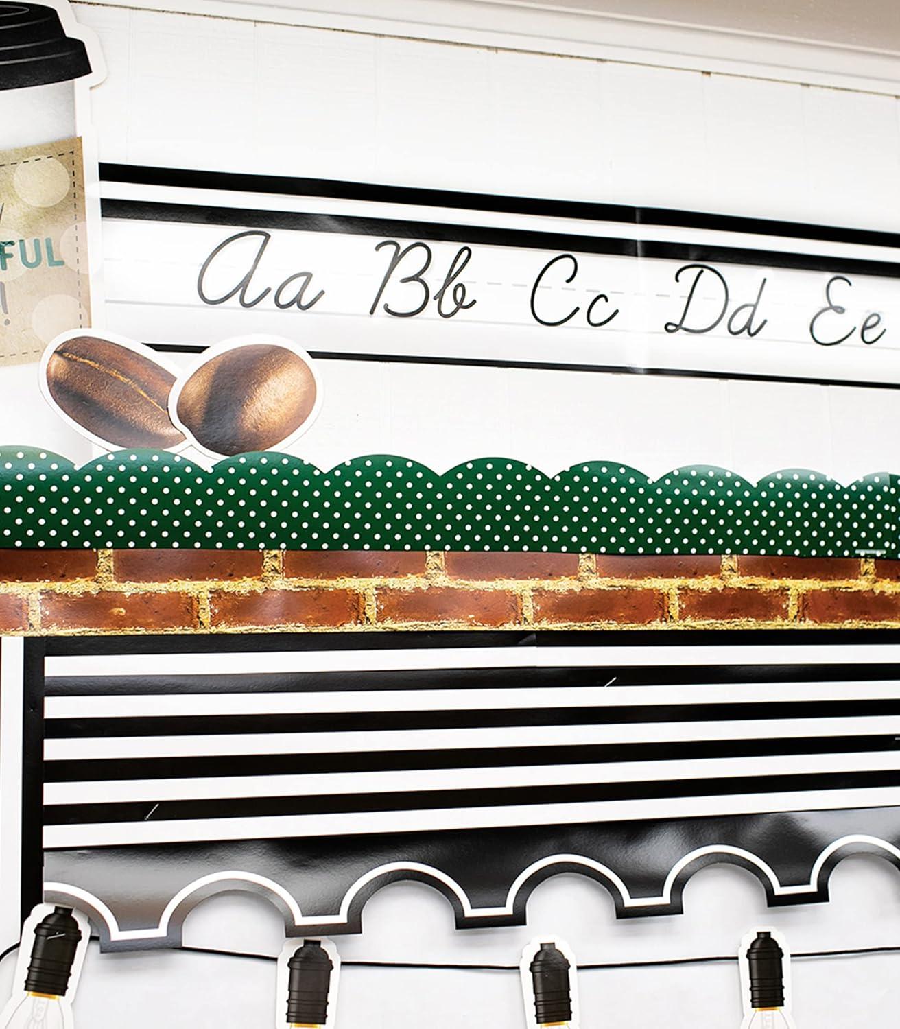 Black and White Cursive Alphabet Line Bulletin Board Set