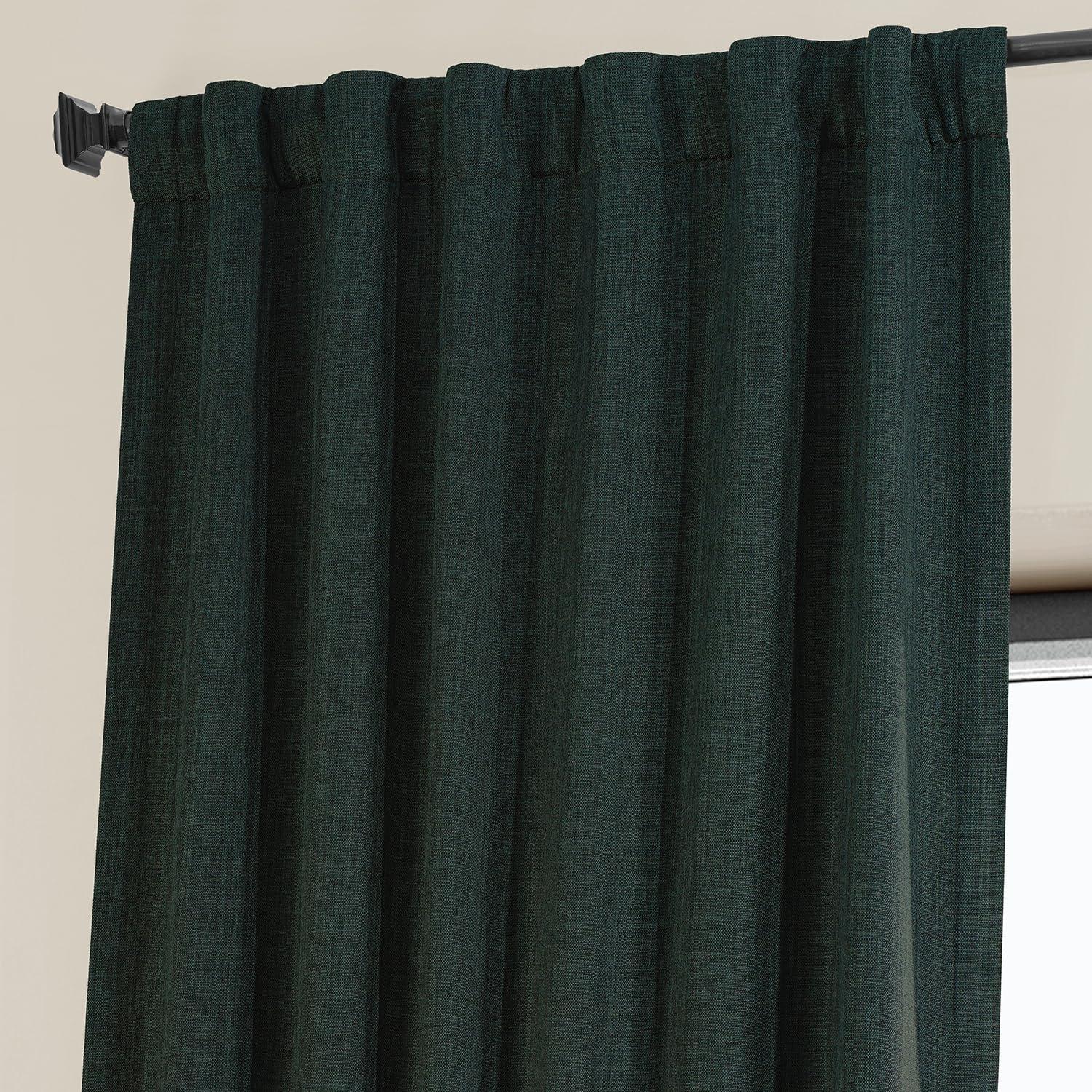 HPD Half Price Drapes Focal Green Faux Linen Room Darkening Curtains for Bedroom & Living Room Curtains (1 Panel), Door & Window Curtains 84 inches long, Rod Pocket Curtains & drapes, 50W X 84L