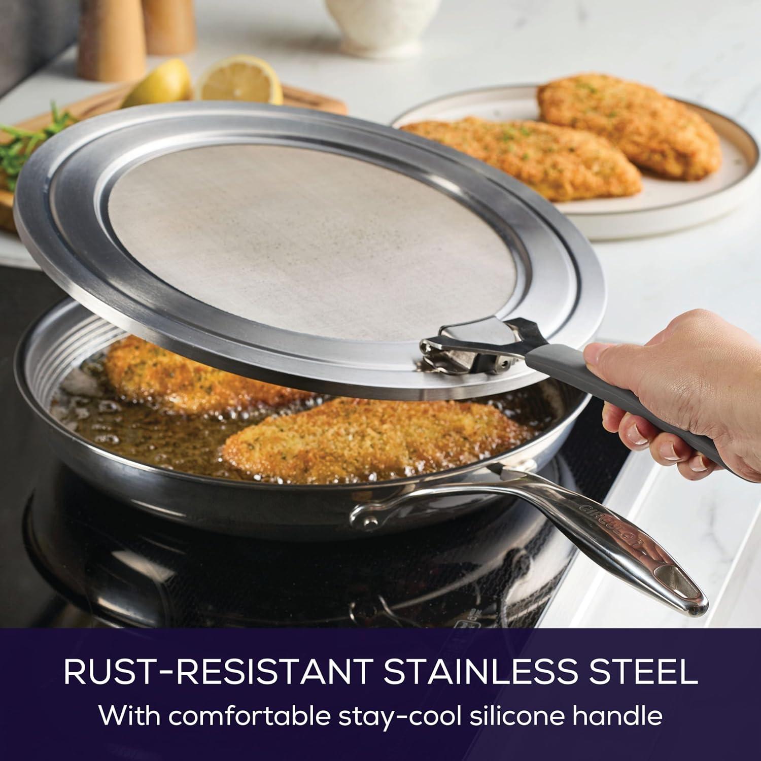 Circulon Circulon Universal Splatter Guard Mesh Grease Cover For Pots And Pans Protects Stove, Countertop, And Kitchen From Oil When Frying, 13 Inch, Stainless Steel
