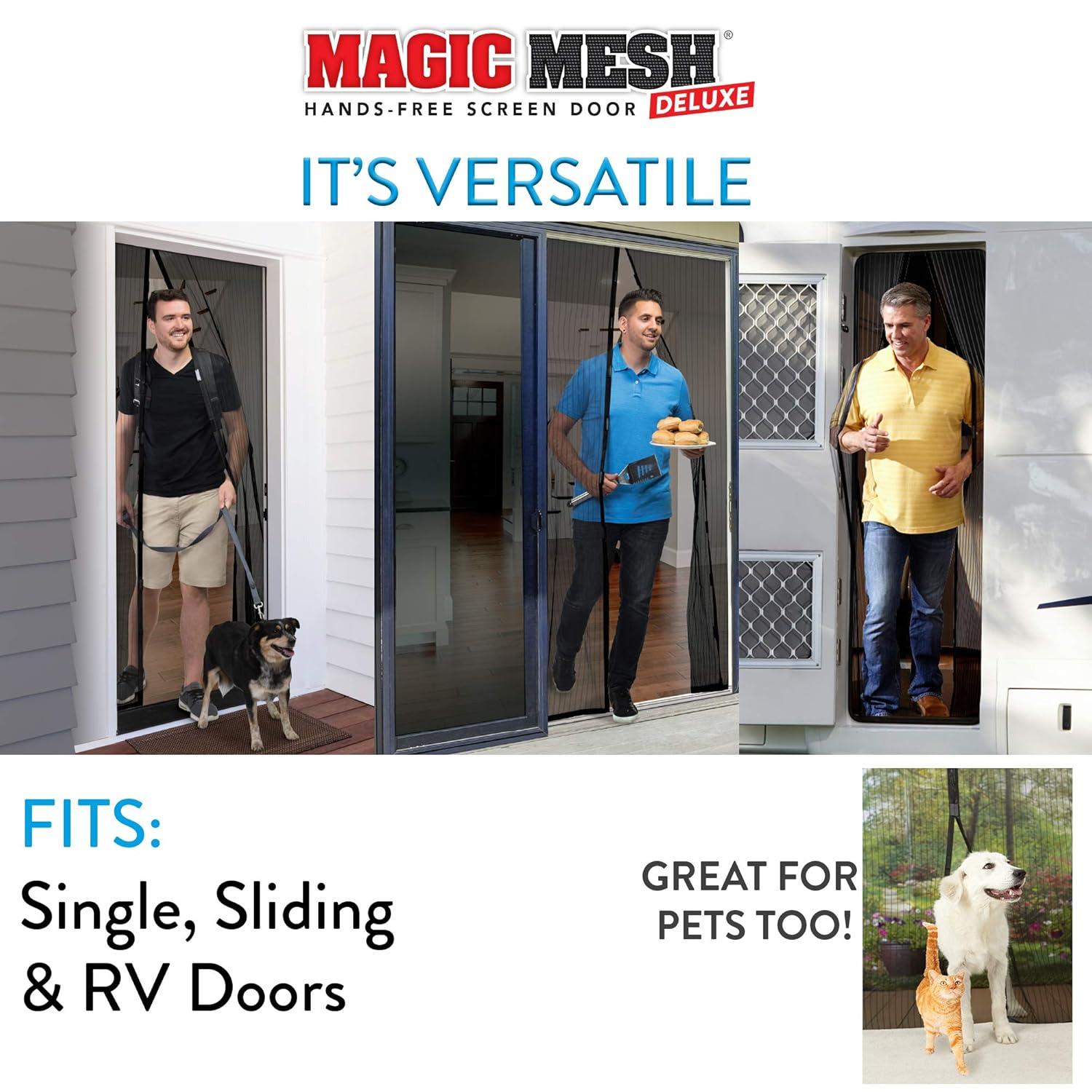 Magic Mesh Deluxe Hands Free Magnetic Screen Door 83" x 39" Black