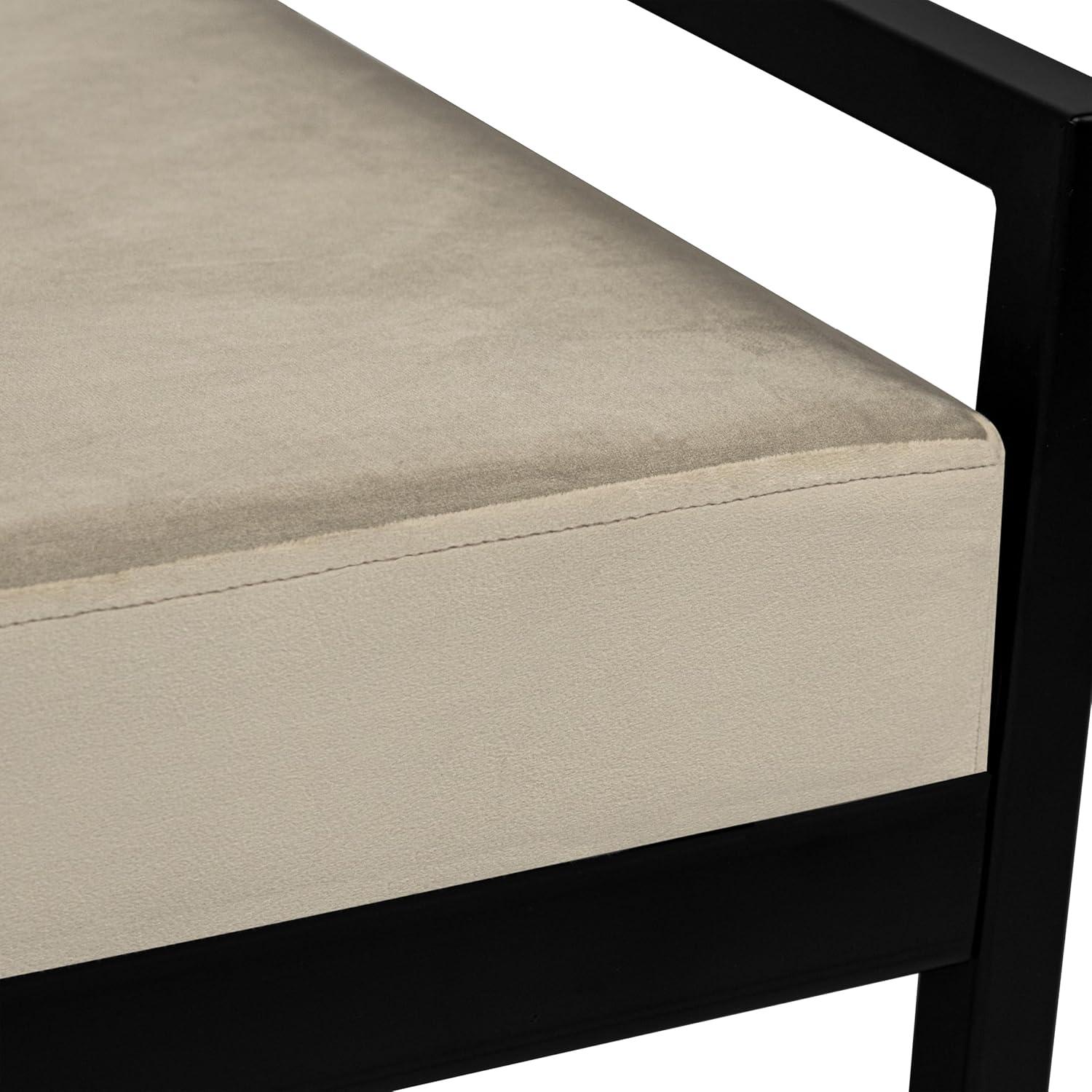 HomePop Modern Metal & Velvet Bench, 49.5"W x 17.25"D x 19"H, gray/Black