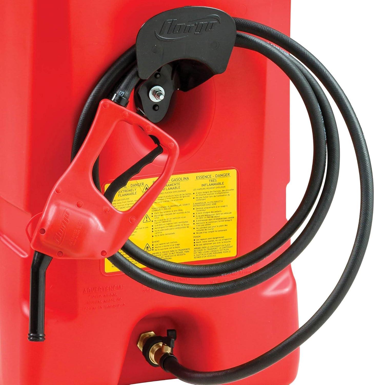 Scepter Flo N' Go Duramax 14 Gallon Portable Gas Fuel Tank, Container Caddy Can with LE Fluid Transfer Siphon Pump and 10 Foot Long Hose, Red, 2-Pack