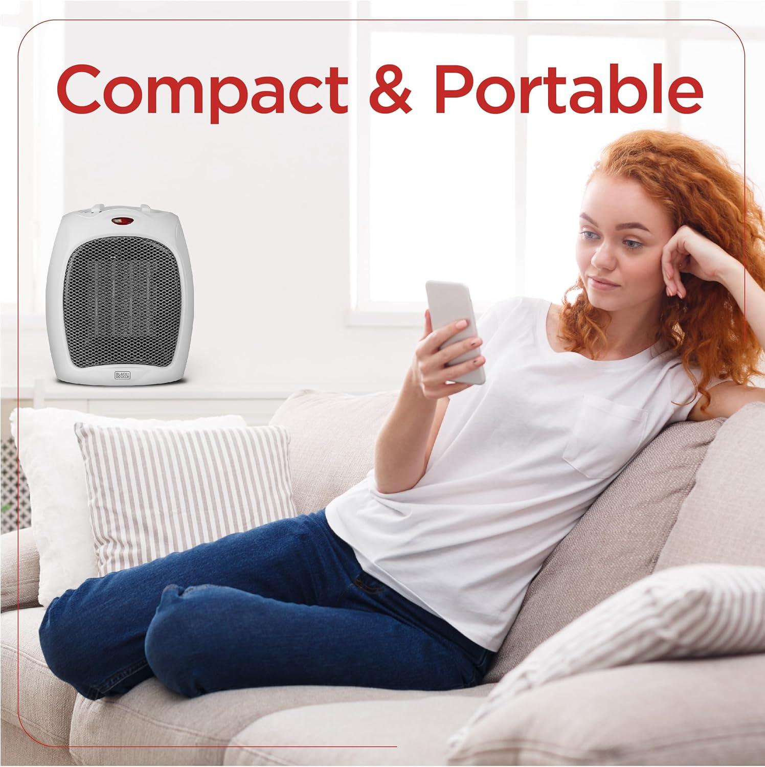 BLACK+DECKER Personal 1500 Watt Electric Fan Compact Heater with Manual Control