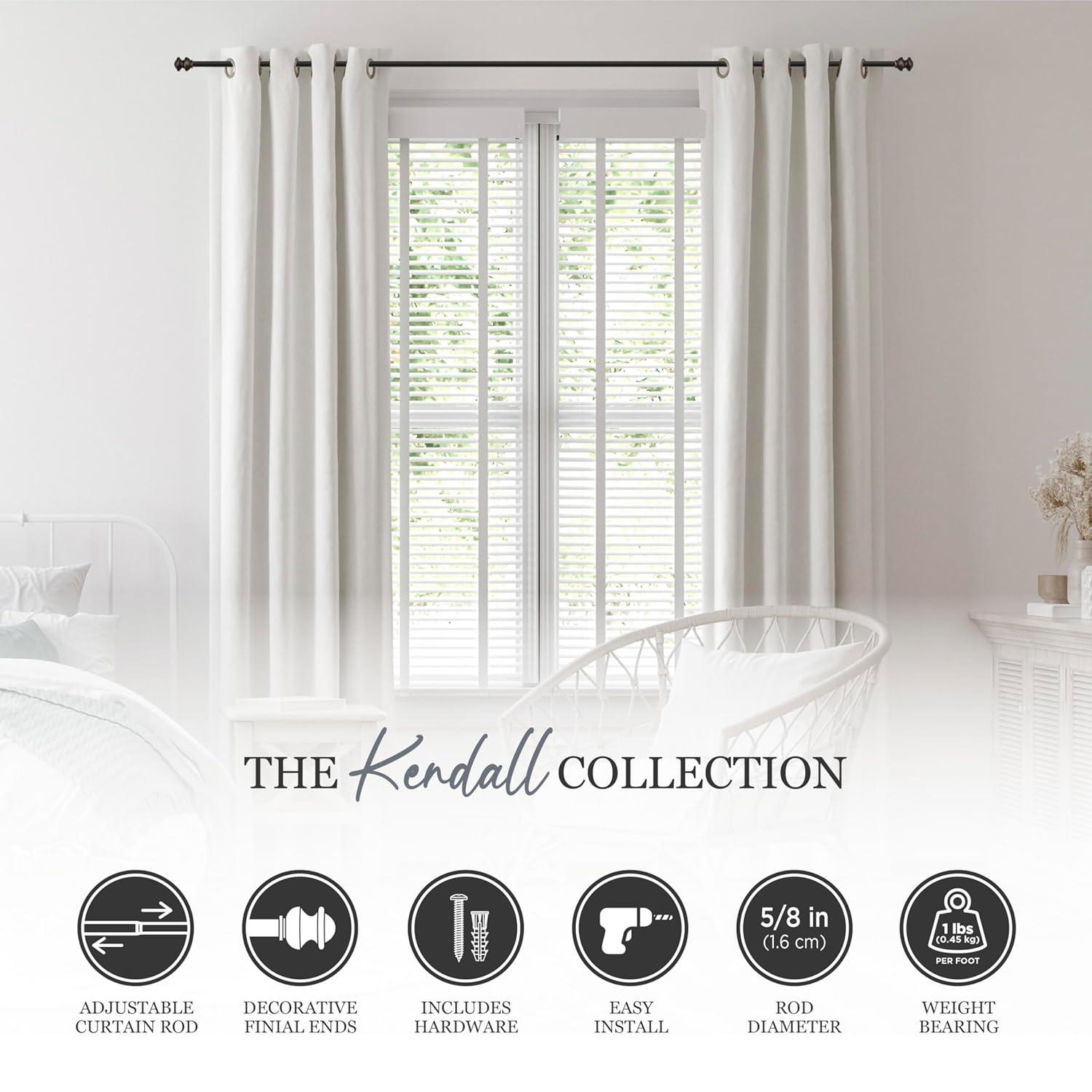 Kenney® Kendall 5/8" Standard Decorative Window Curtain Rod, 28-48", Oil Rubbed Bronze