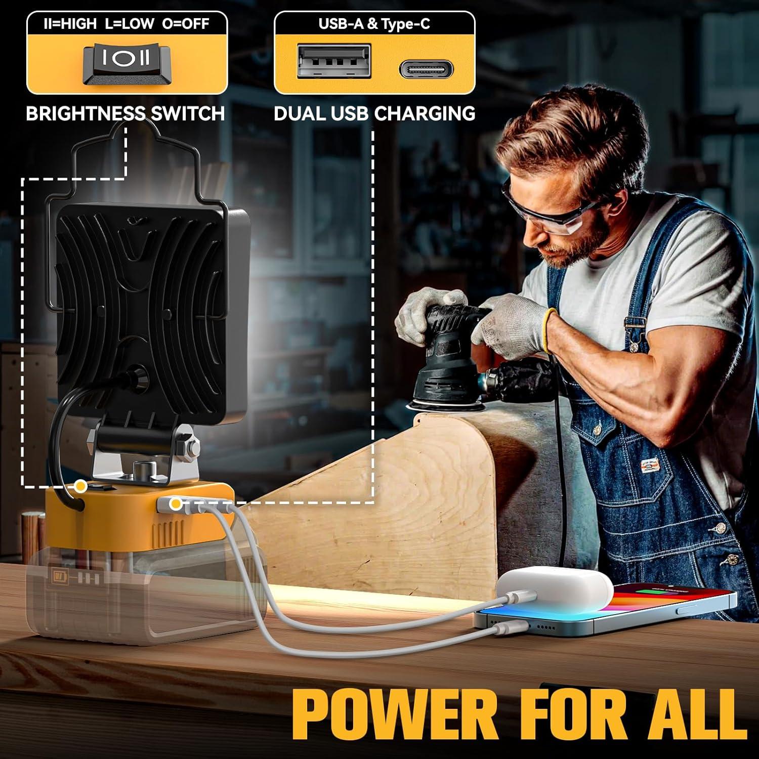 AnTom LED Work Light , 48W 4800LM LED Flood Light for Outdoor and Job Site Lighting- Dimmable Design