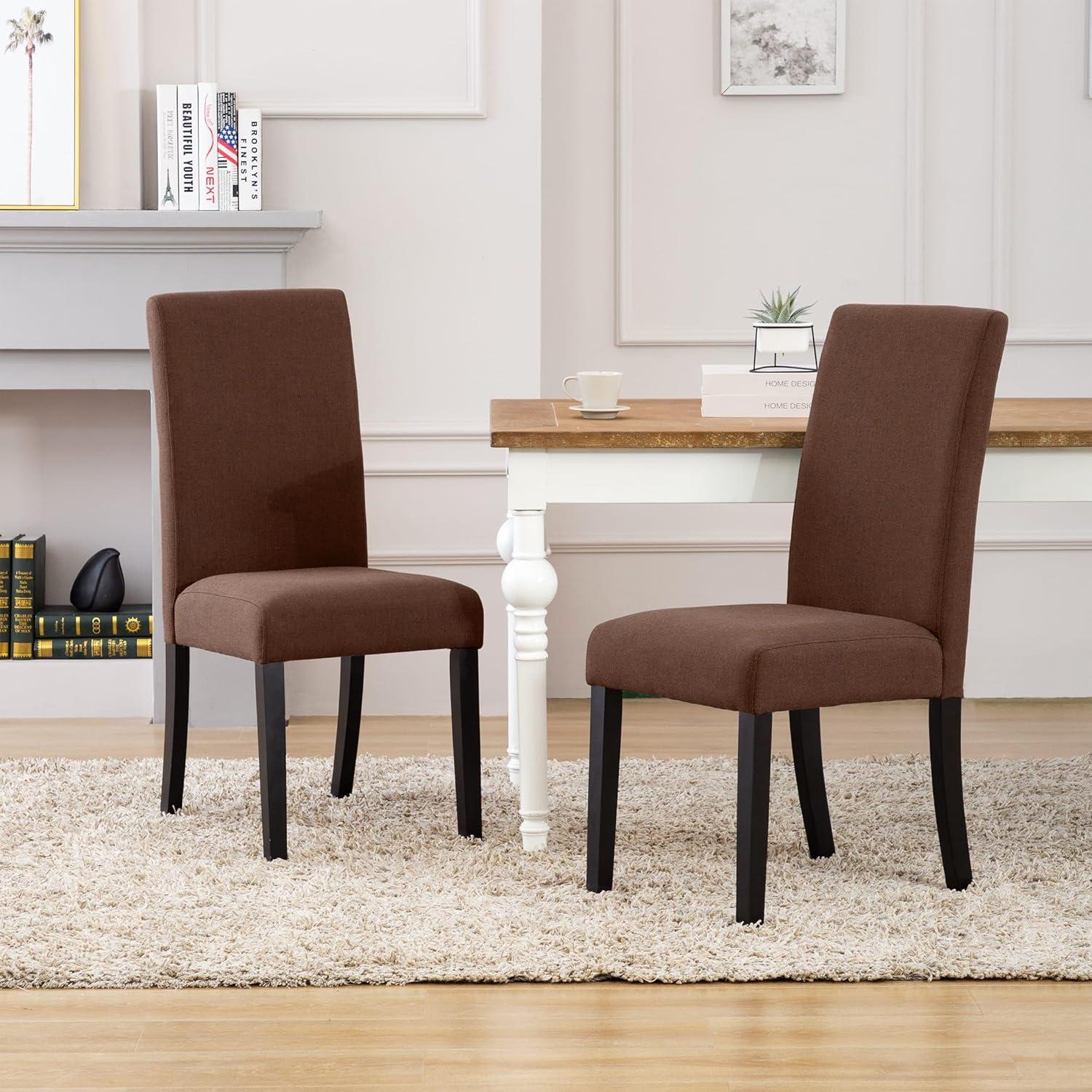 Costaelm Adison Fabric Dining Side Chair 2 Pc Set in Brown