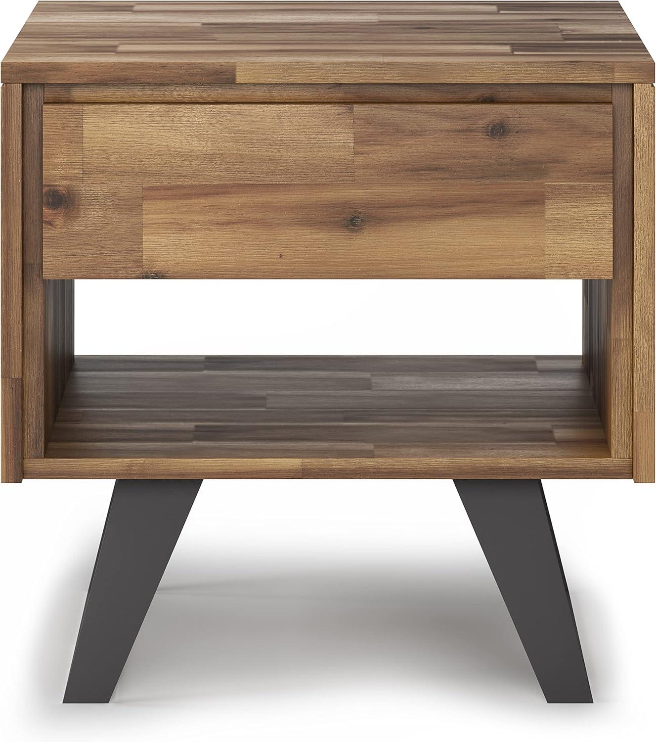 Lowry 22"W Solid Acacia Wood Square End Table with Storage Drawer