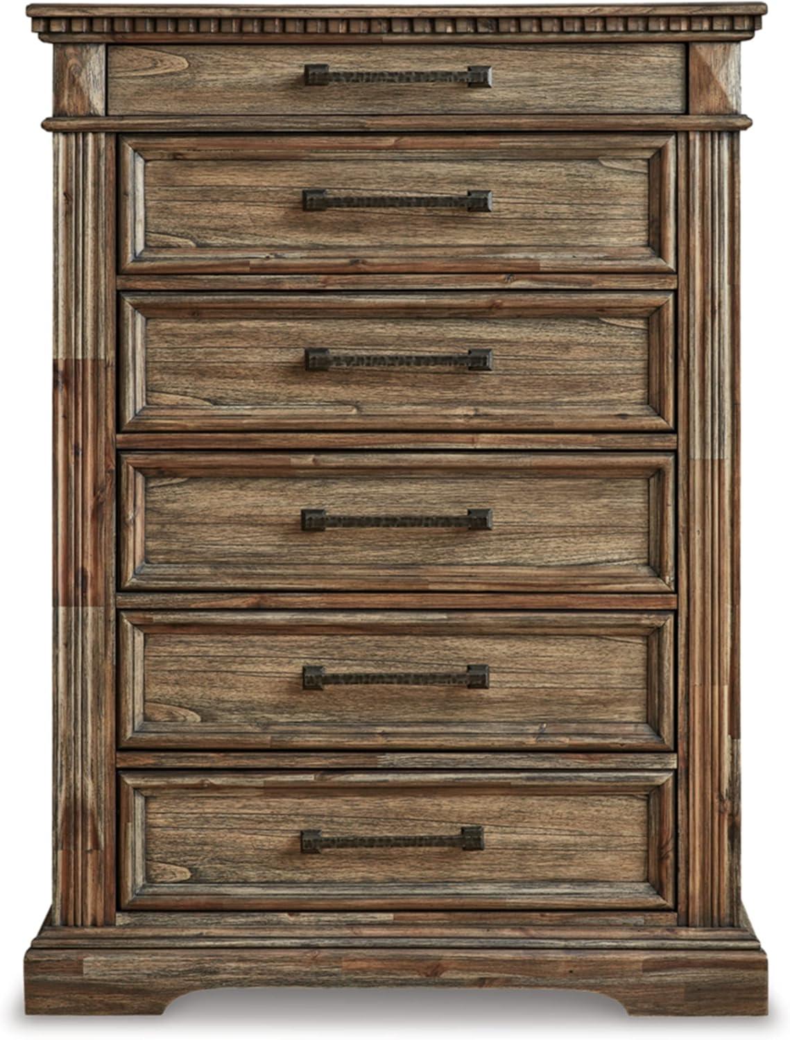 Brown Traditional 6-Drawer Chest with Soft Close and Felt Lined Drawers