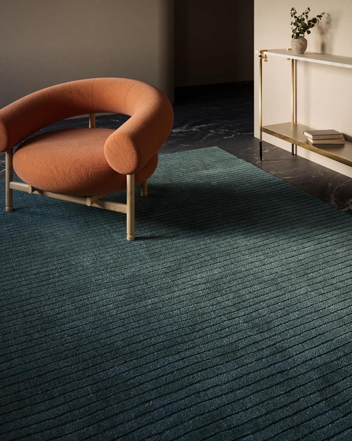 Momeni 2'x4' Asher Solid Handloomed Area Rug Blue: Wool, Medium Pile, Handmade, Indoor, Accent Rectangle Rug