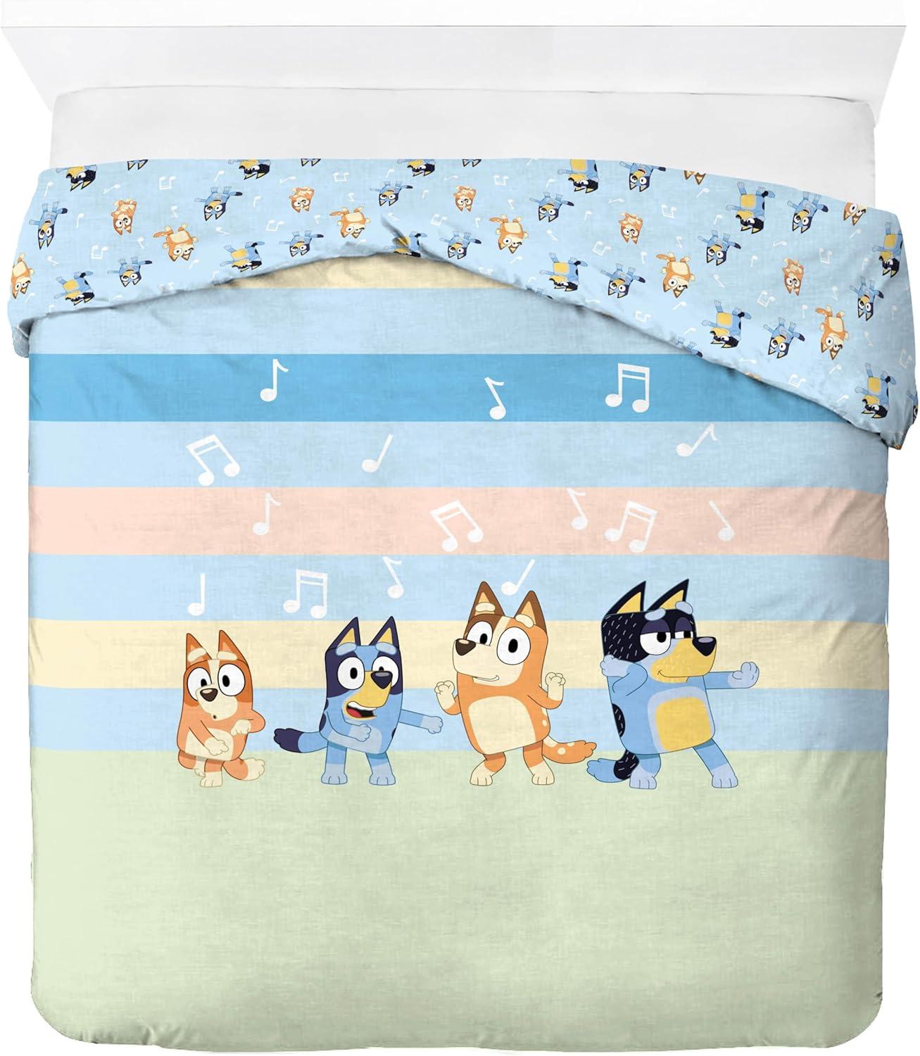 Jay Franco Duvet Cover Set – 3 Piece Comforter Cover and Sham Set, Super Soft Cozy Kids Bedding (Insert Not Included) Multi - Bluey, Full