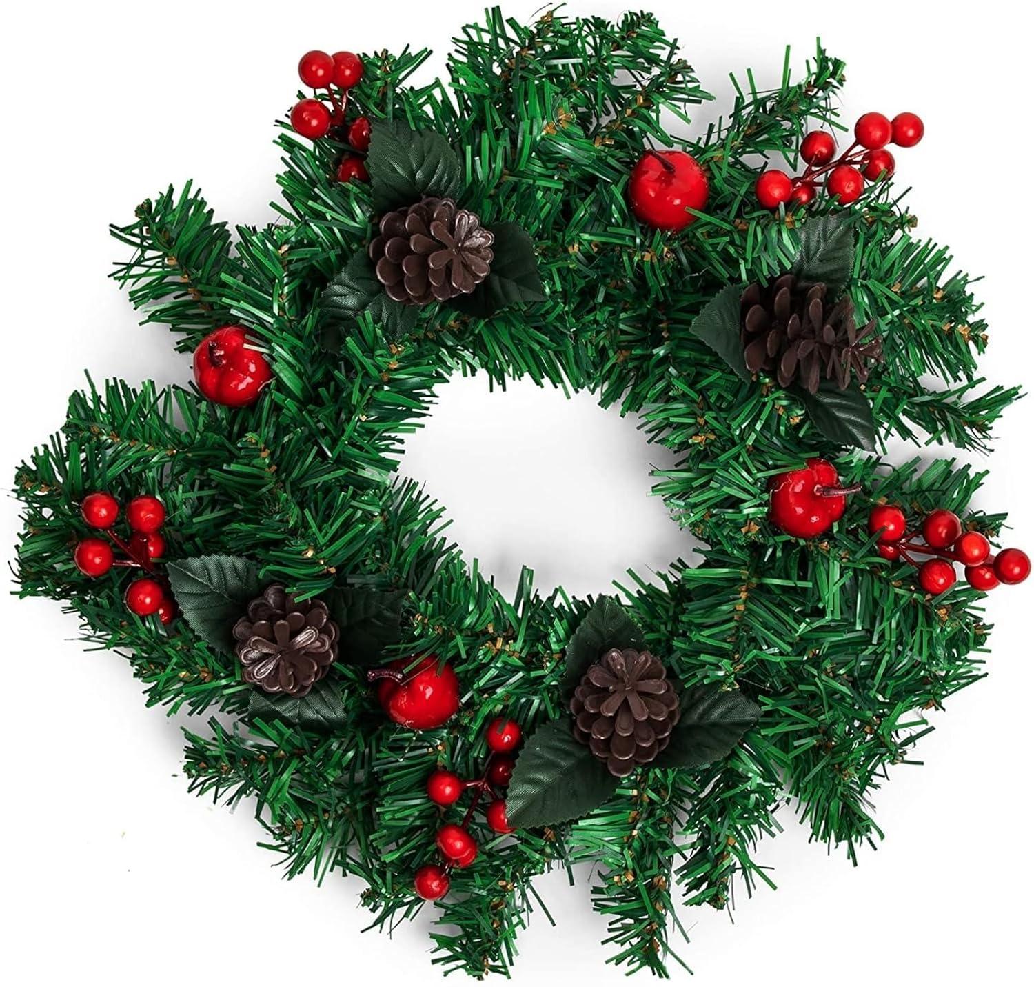 Okuna Outpost 12" Christmas Wreath - Artificial Pine Front Door Ornament Decoration
