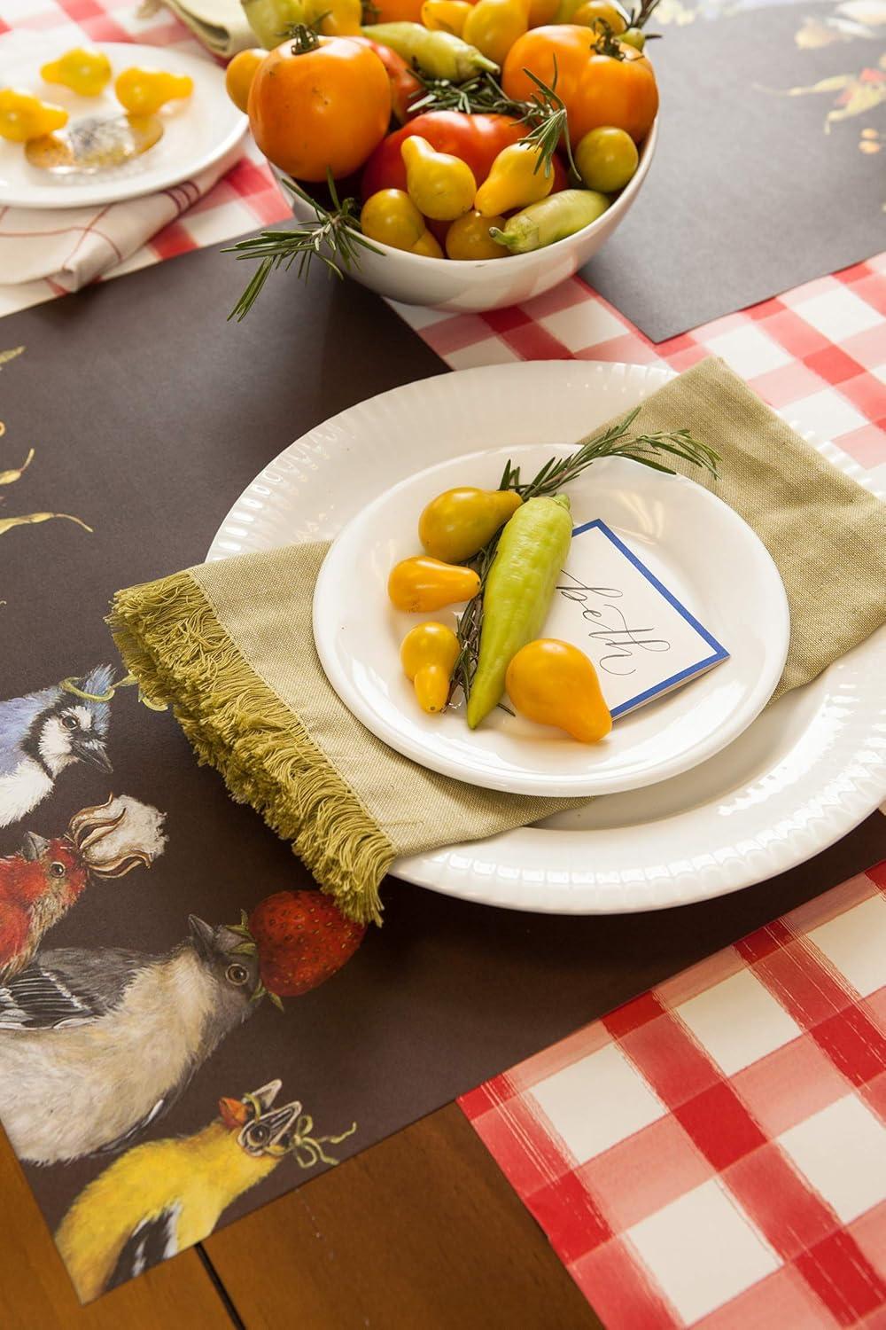 Red and White Buffalo Check Paper Table Runner